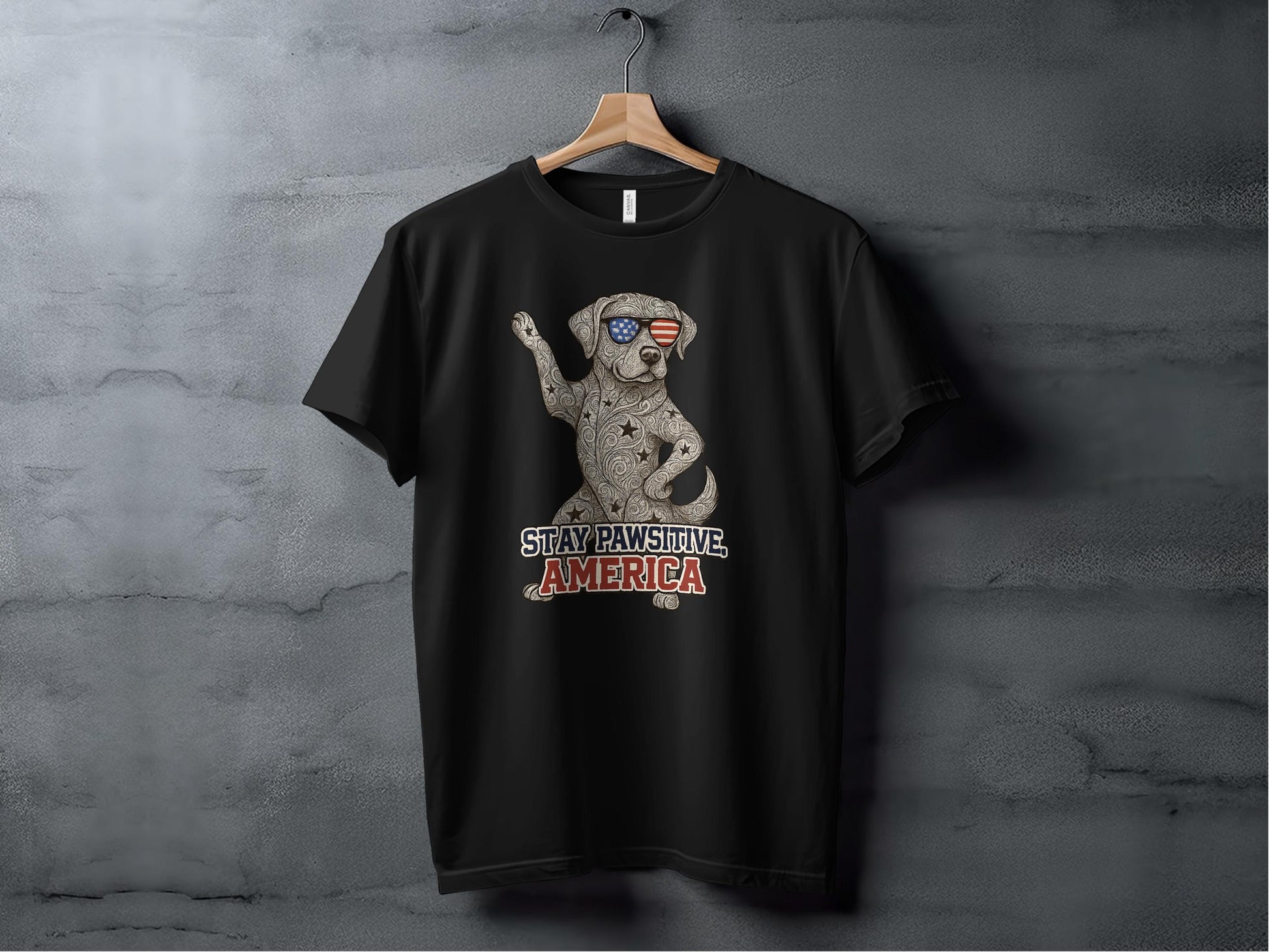 Stay Pawsitive America Dog Design T-shirt product