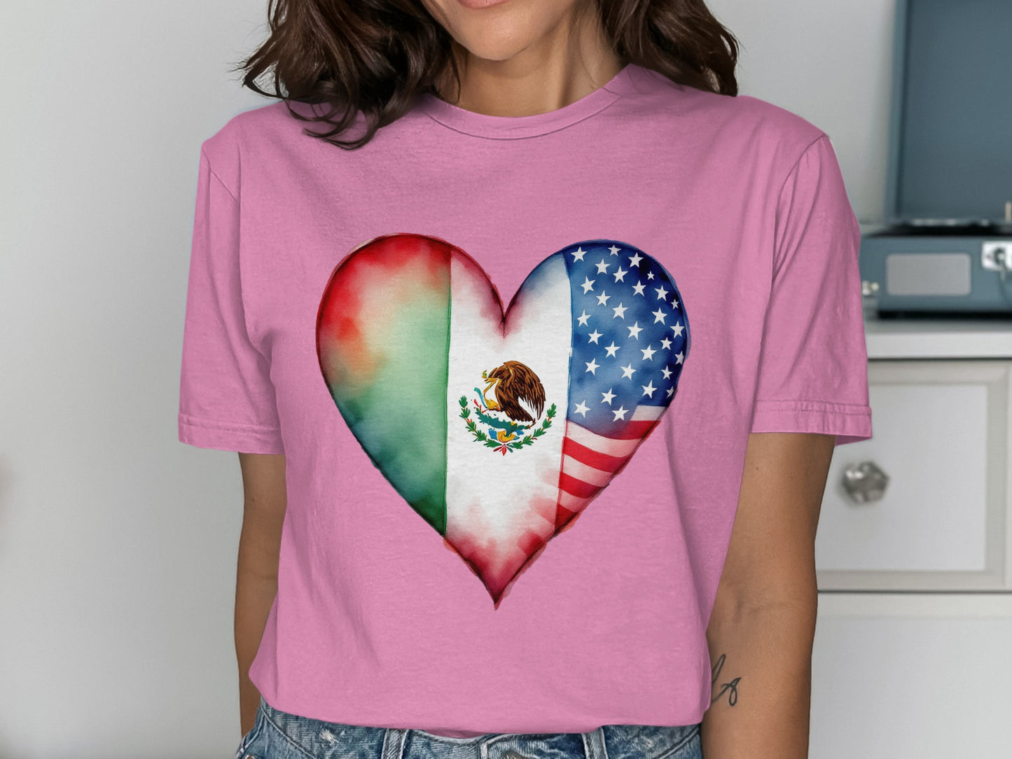Heart Shaped Mexican American Flag T-shirt product
