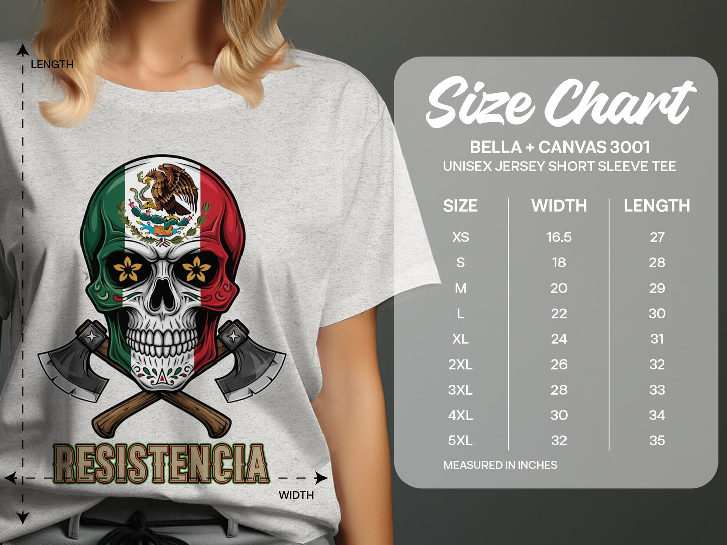 Mexican Flag Skull Graphic on Unisex Jersey Tee product type