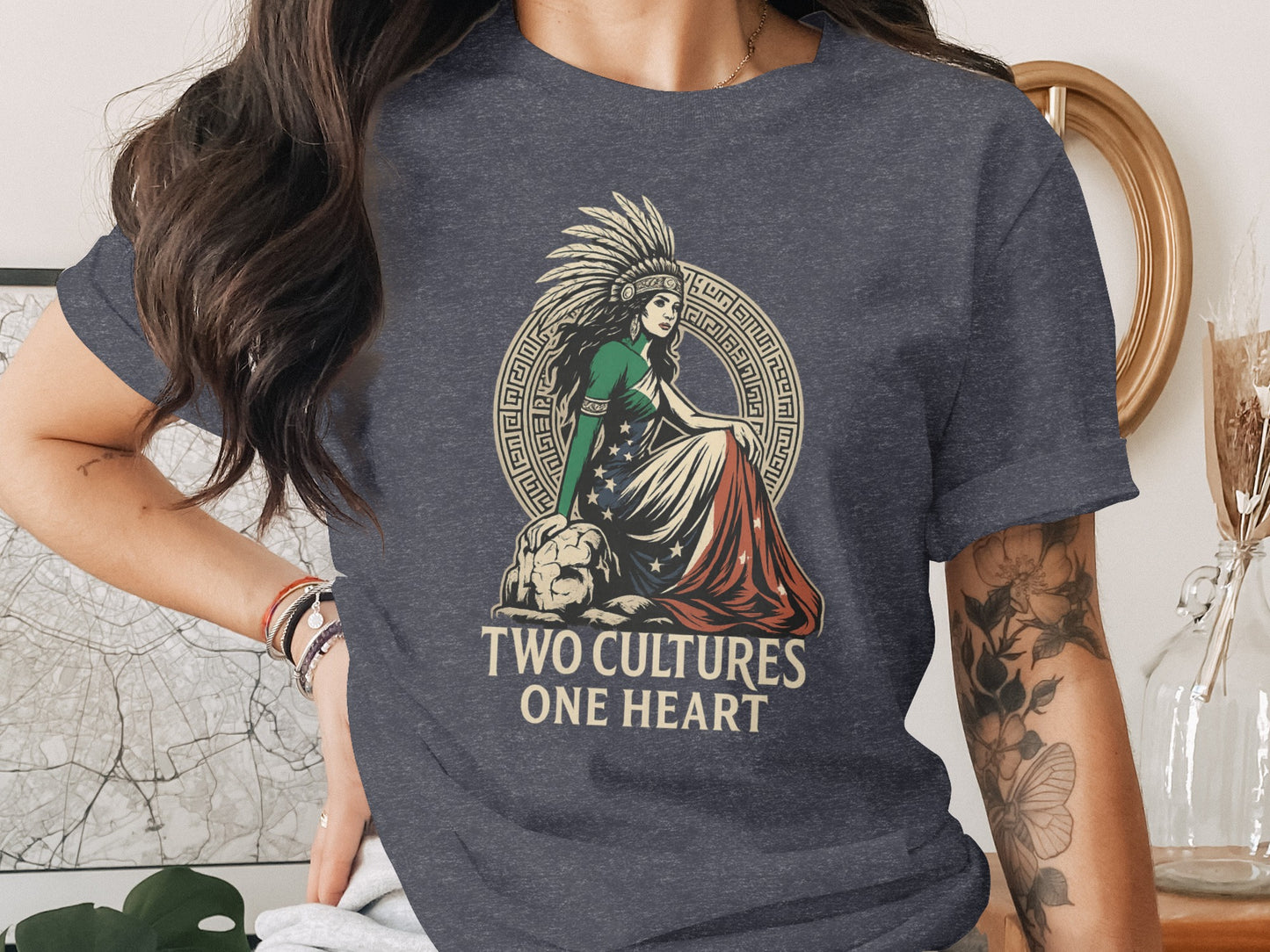 Two Cultures One Heart Graphic Design T-Shirt product type