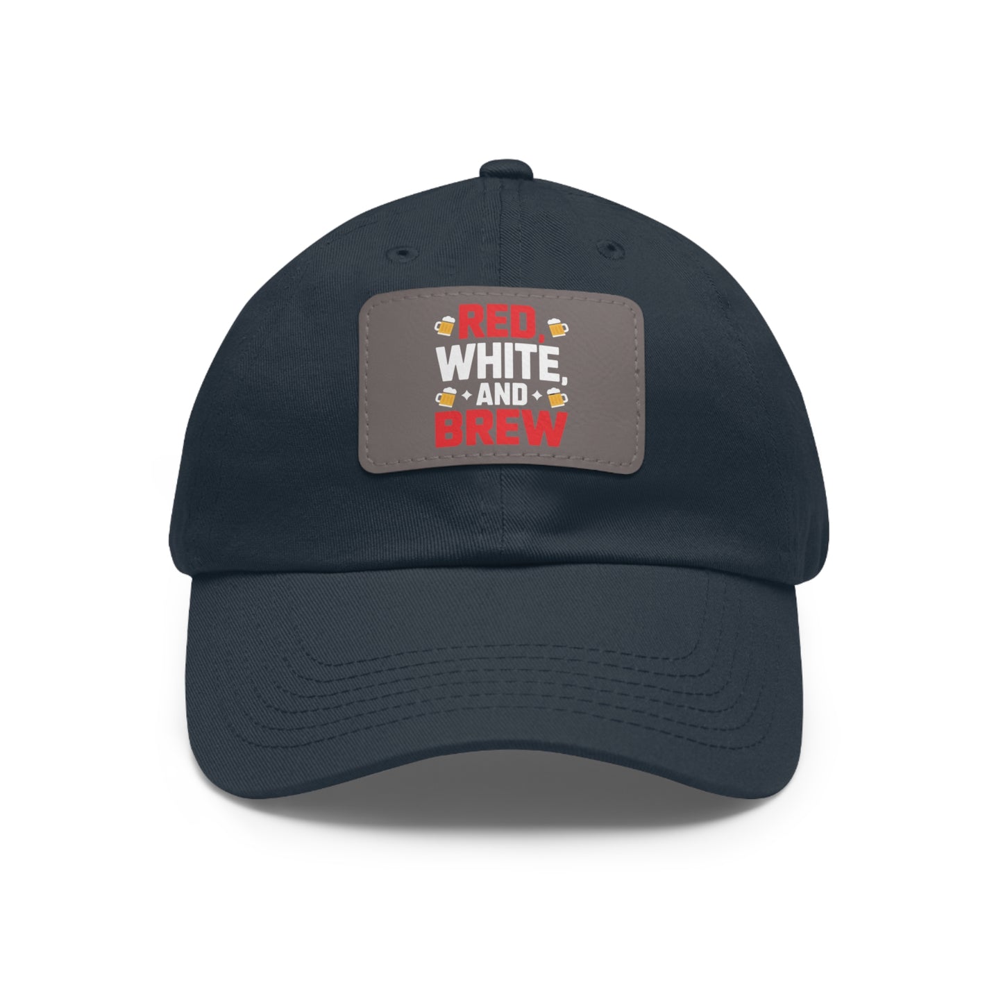 Red White and Brew Dad Hat with Leather Patch - Perfect for Beer Lovers