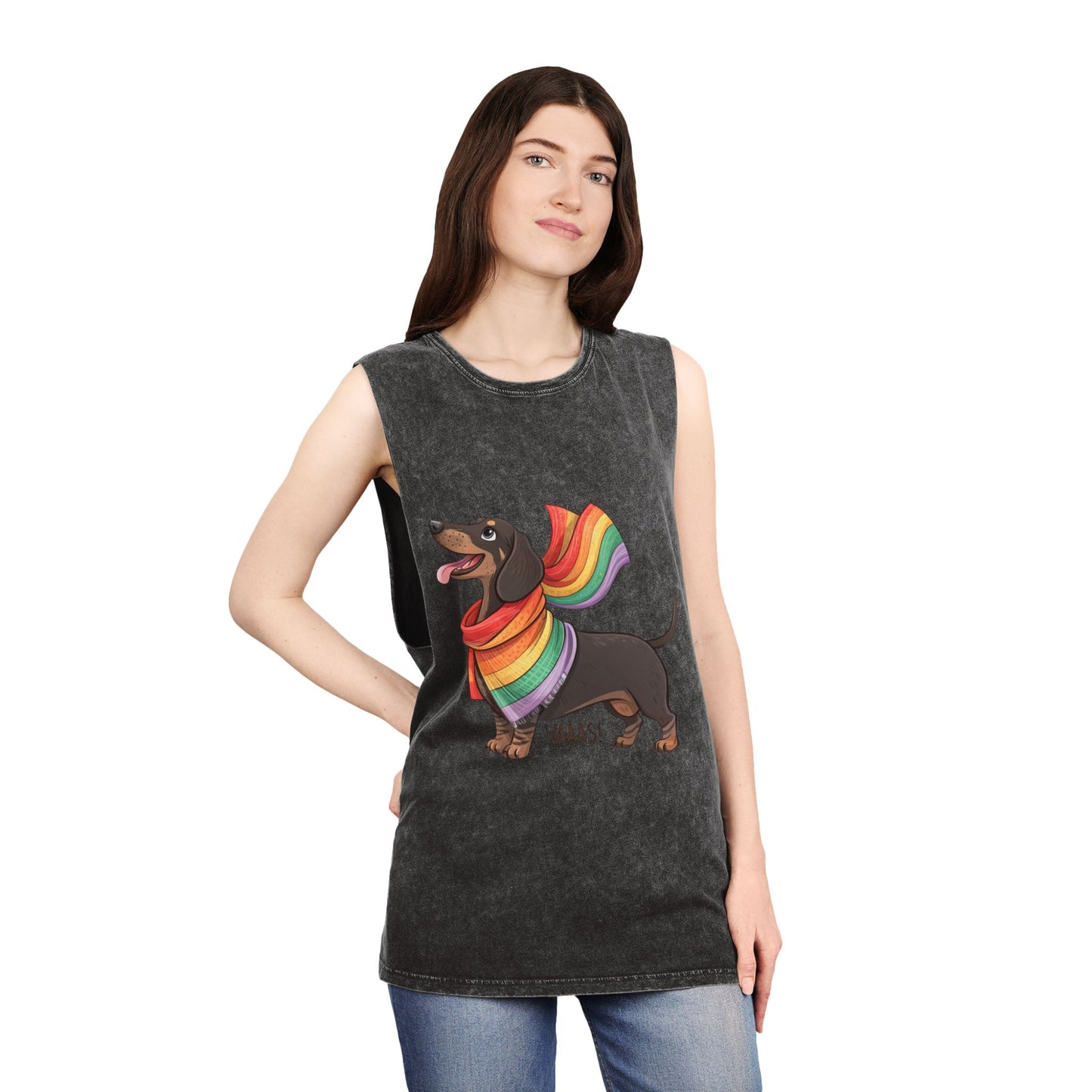 Pride Dachshund Stonewash Tank Top - Unisex Casual Wear