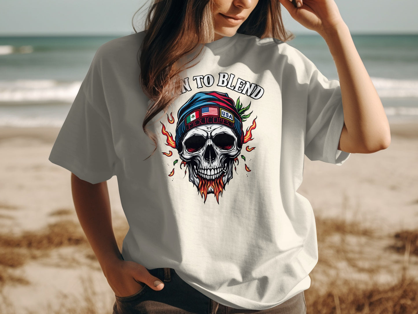 Born to Blend Skull Graphic T-Shirt Casual Wear product