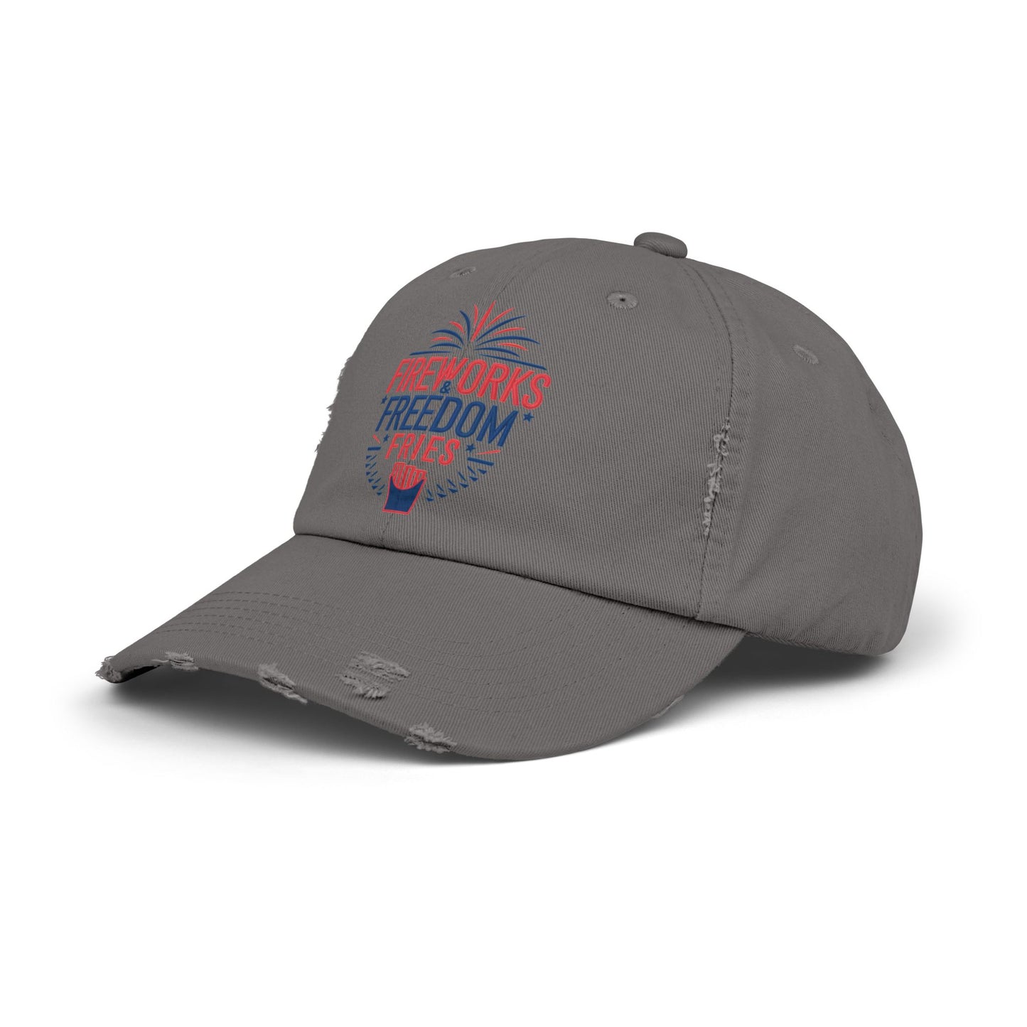 Patriotic Distressed Cap - "Fireworks Freedom Fries"