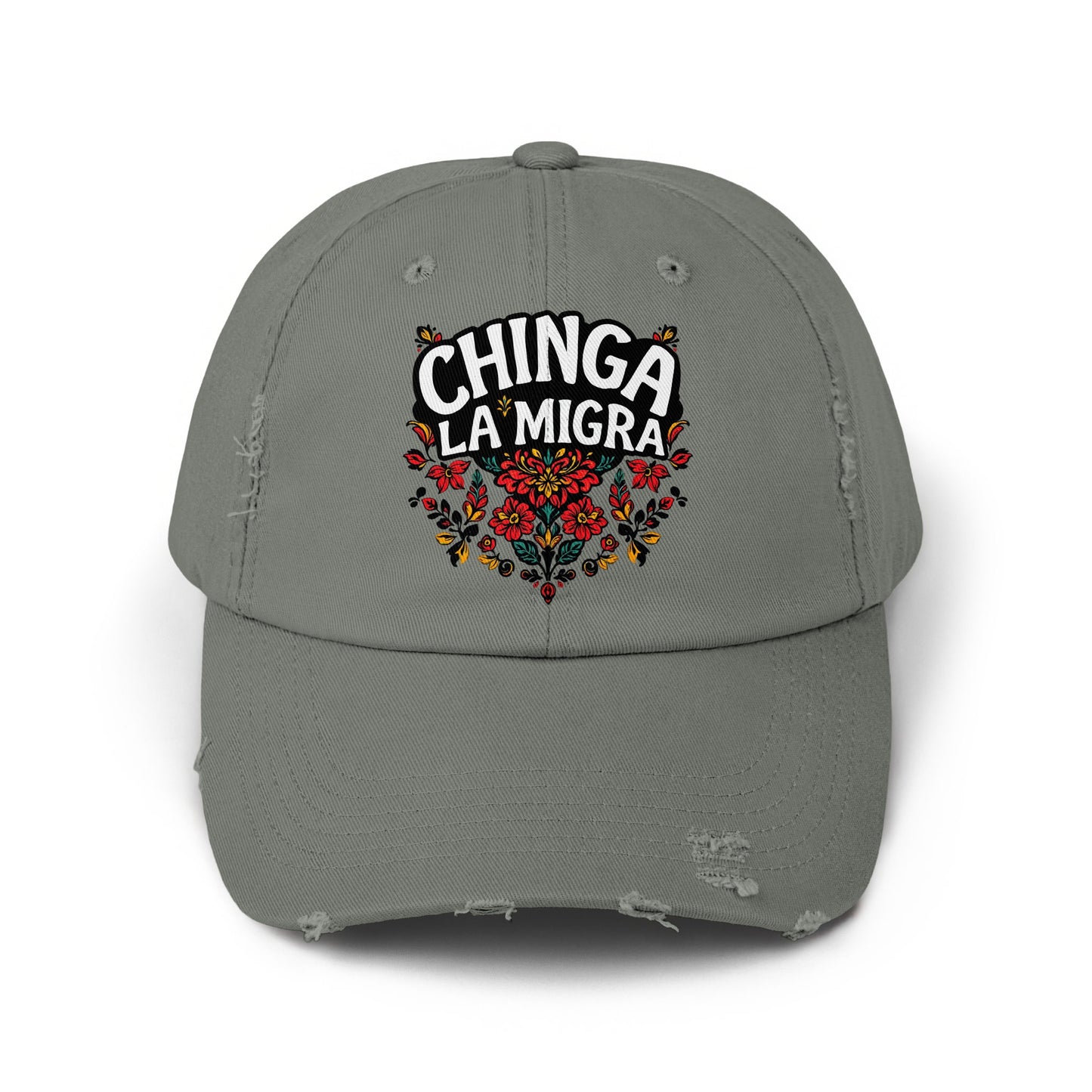 Chinga La Migra Embroidered Grey Hat product type