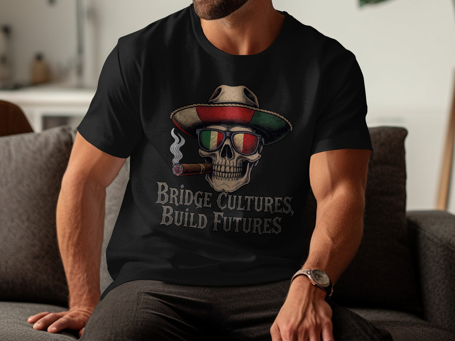 Bridge Cultures Build Futures Skull T-shirt product