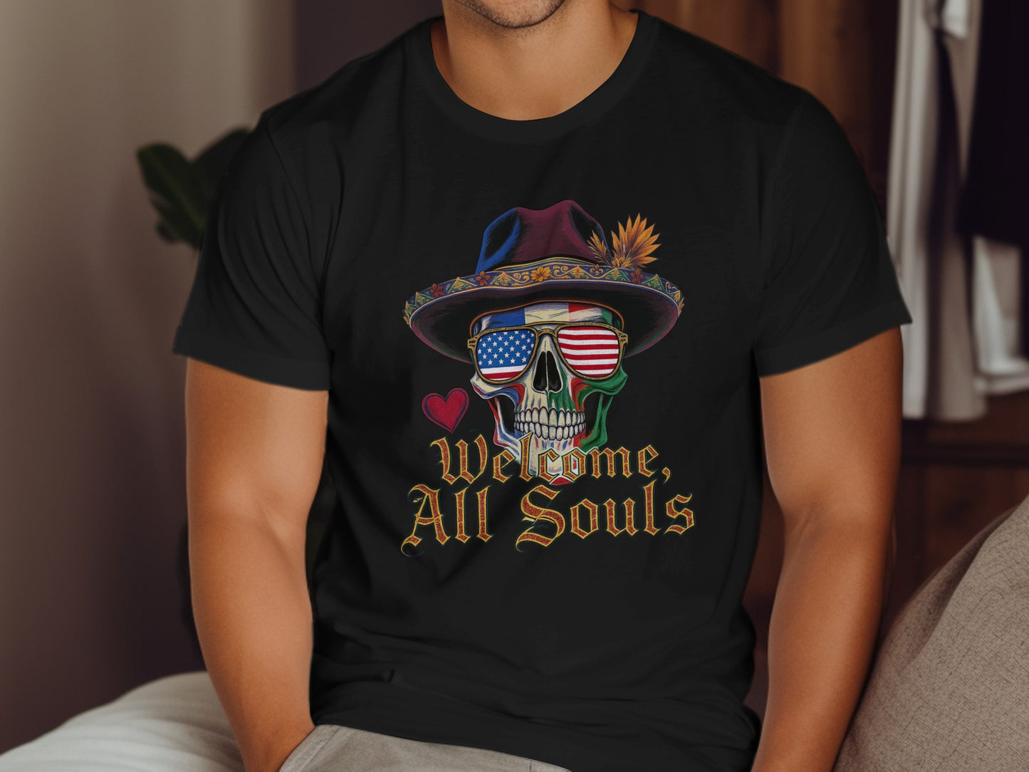 Welcome All Souls Patriotic Skull Graphic T-shirt product type