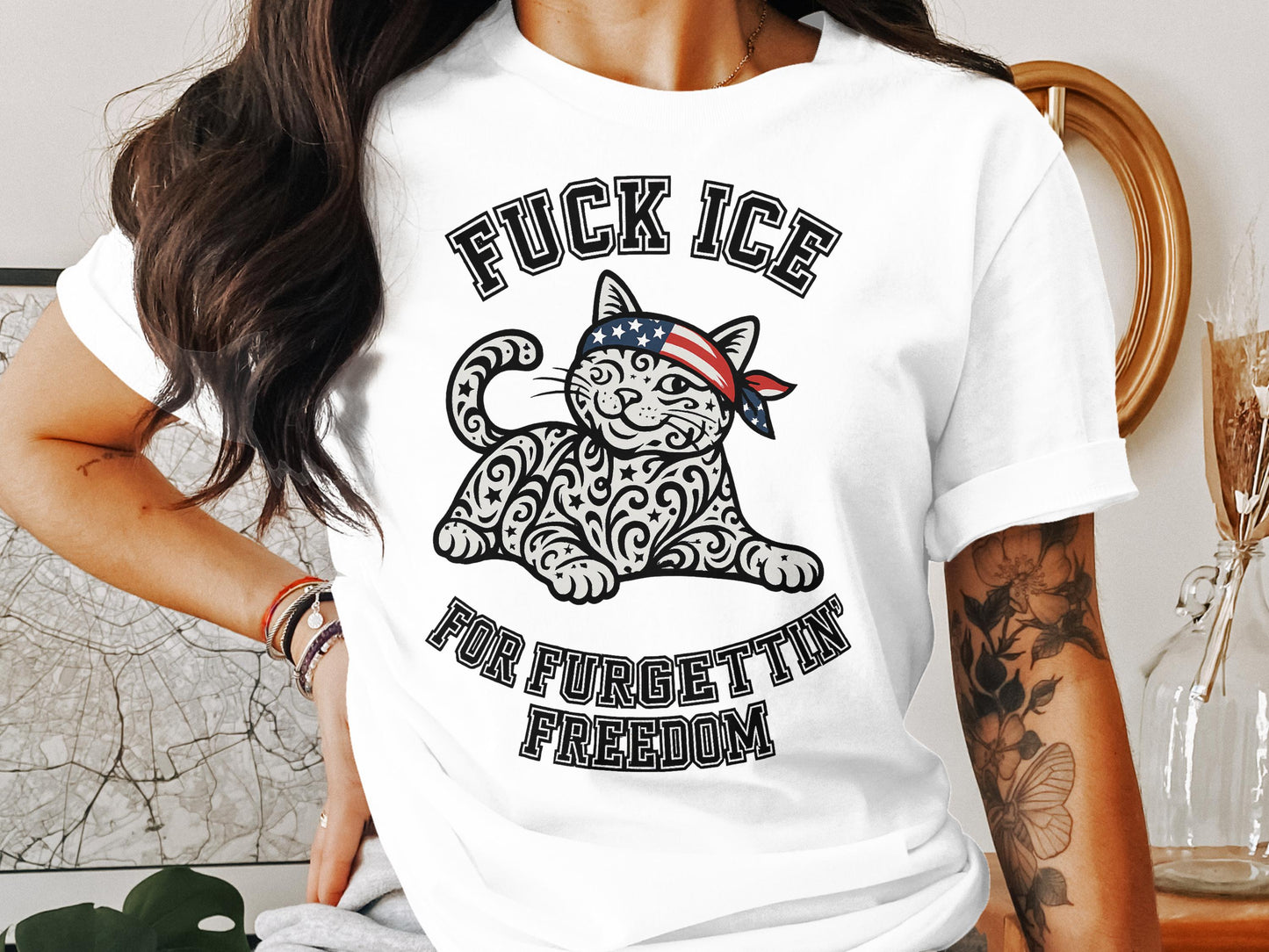 Patriotic Cat Design Statement Shirt Cute Product Type