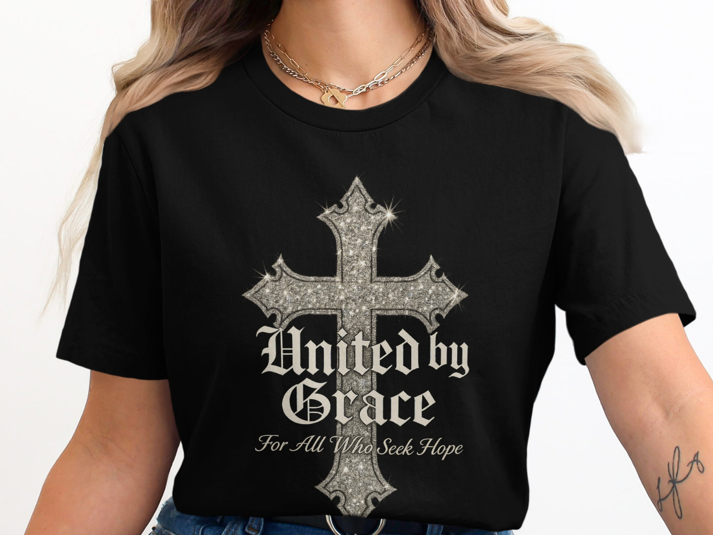 United by Grace Inspirational Cross Graphic T-Shirt product