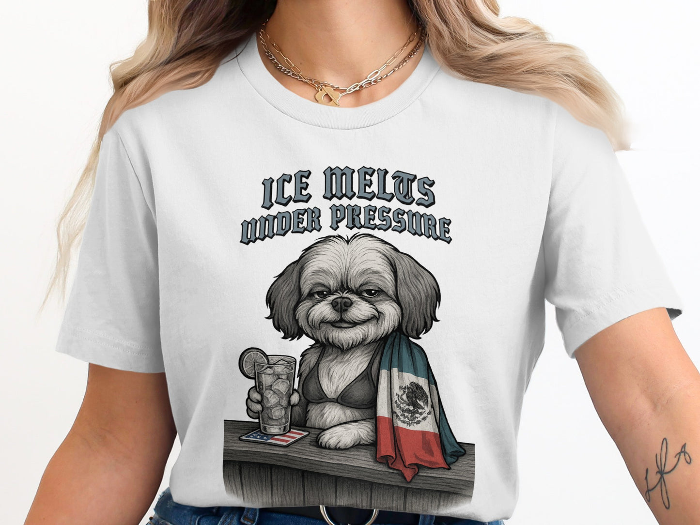 Ice melts under pressure dog print shirt product