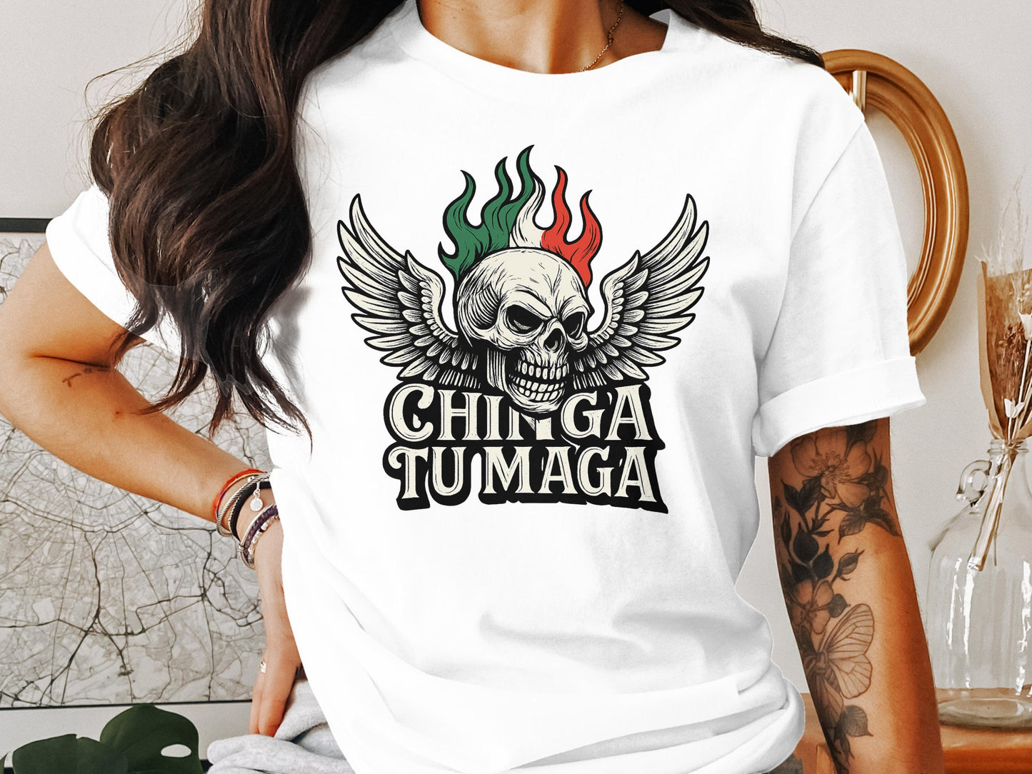 Chinga Tu Maga Skull With Wings Graphic T-Shirt product