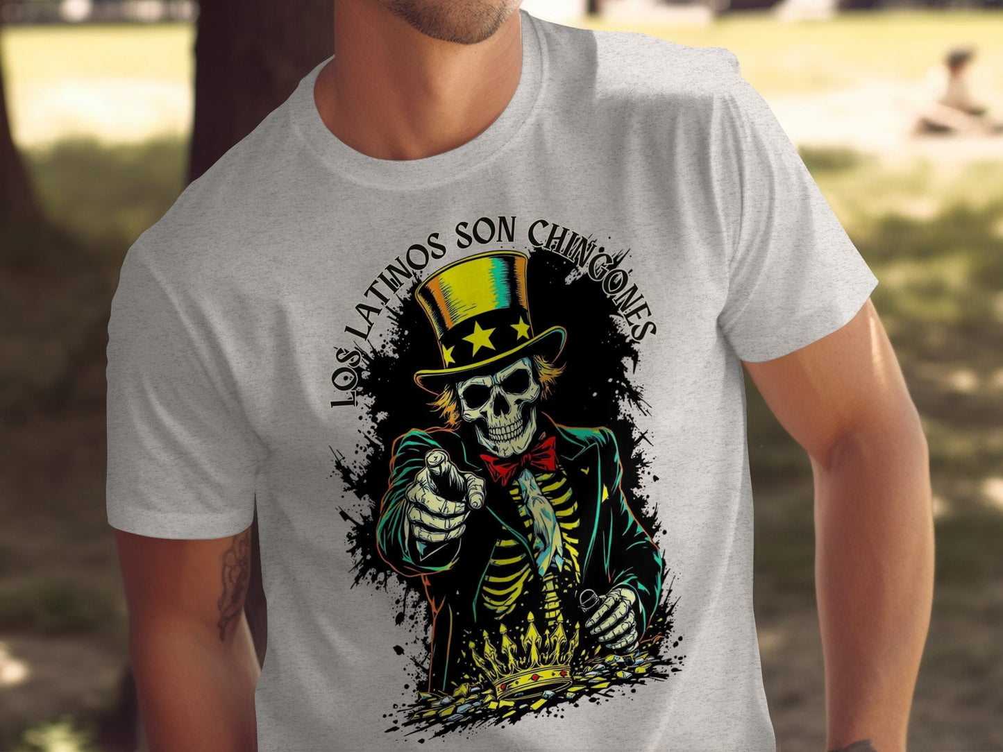 Los Latinos Son Chingones Skeleton Graphic T-Shirt Product