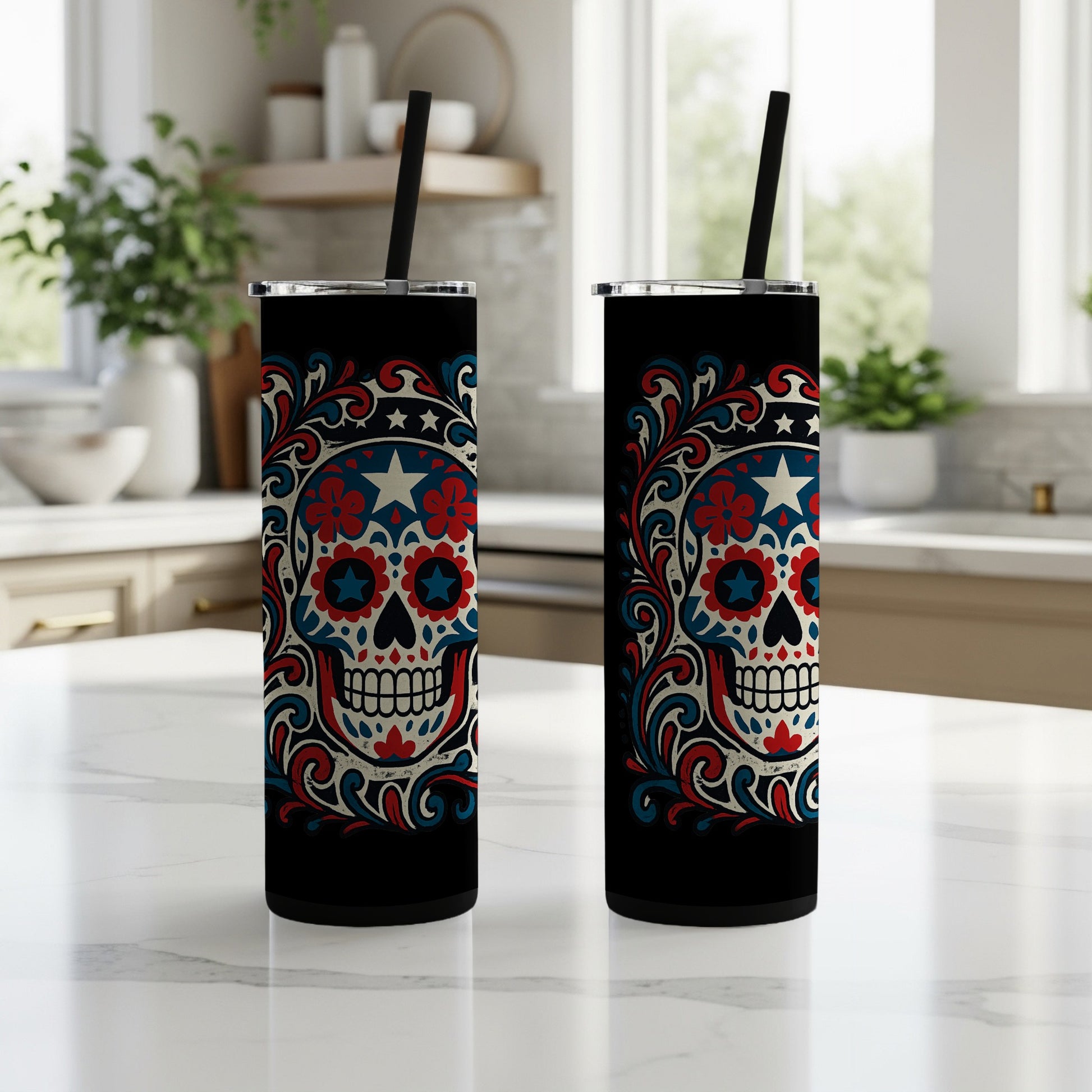 Day of the Dead Skull Stainless Steel Tumbler product