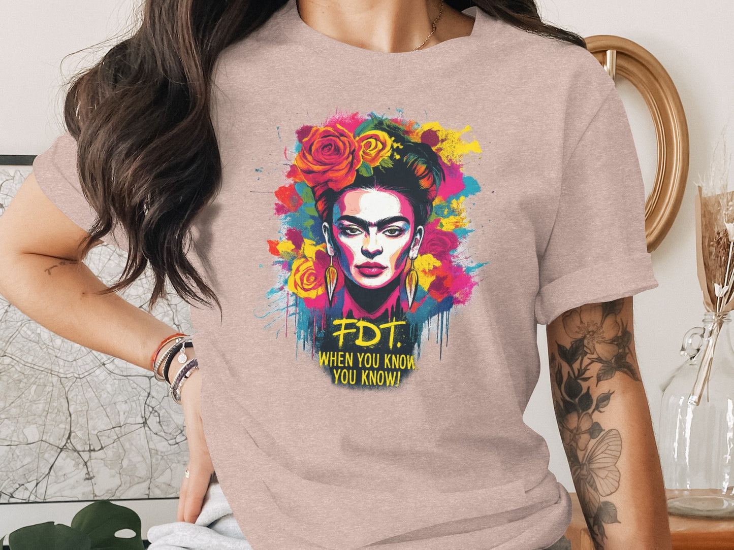 Colorful Frida Inspired Graphic Tee Shirt product type