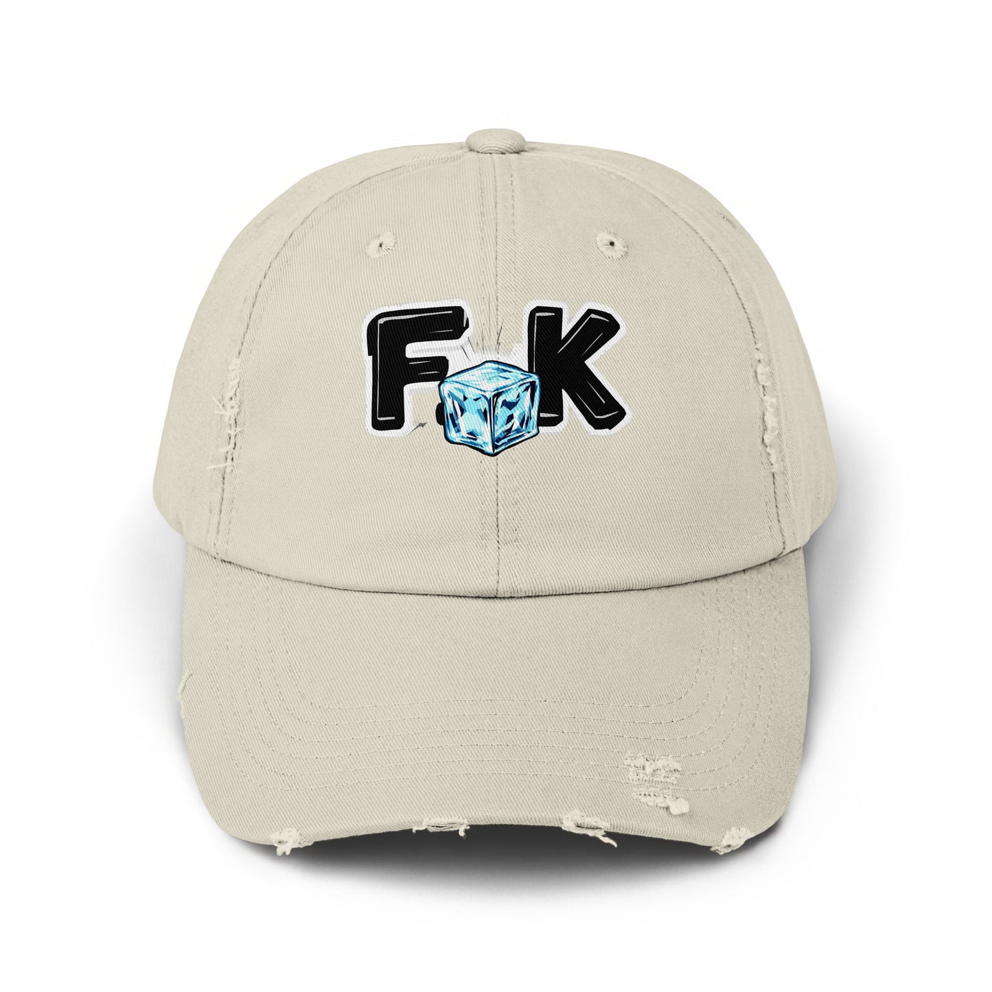 Distressed Beige F with Ice Cube Design Cap product