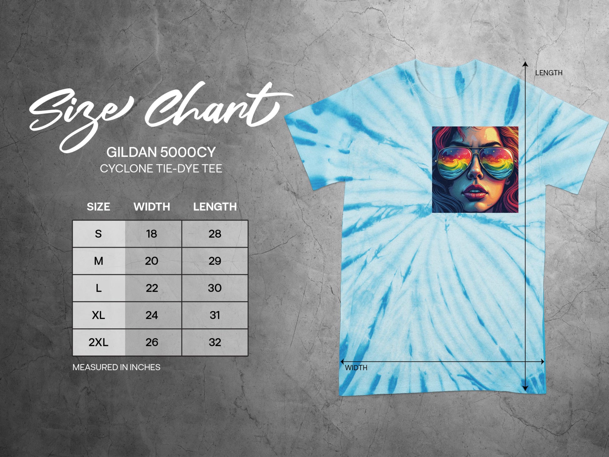 Cyclone Tie Dye Tee with Artistic Sunglasses Design product type