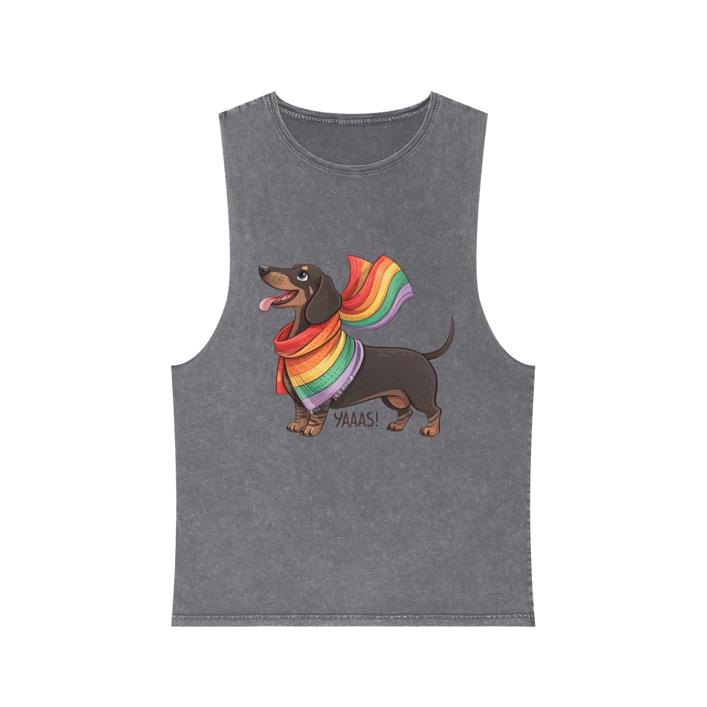 Pride Dachshund Stonewash Tank Top - Unisex Casual Wear