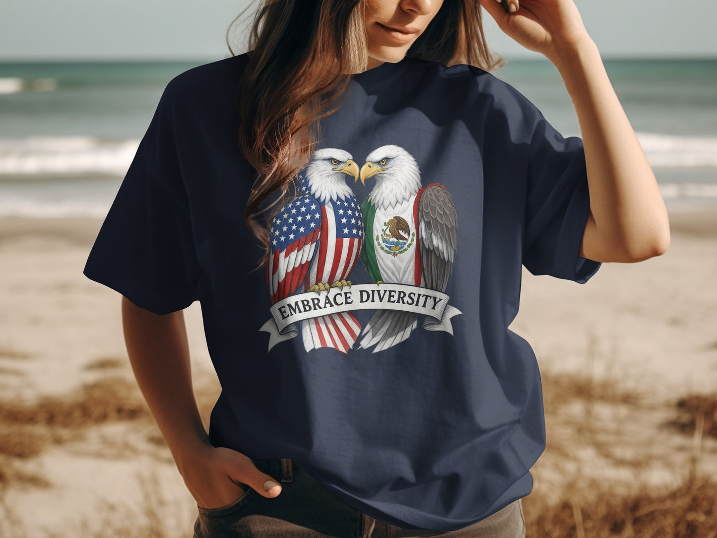 Embrace Diversity American and Mexican Eagle T-shirt product type