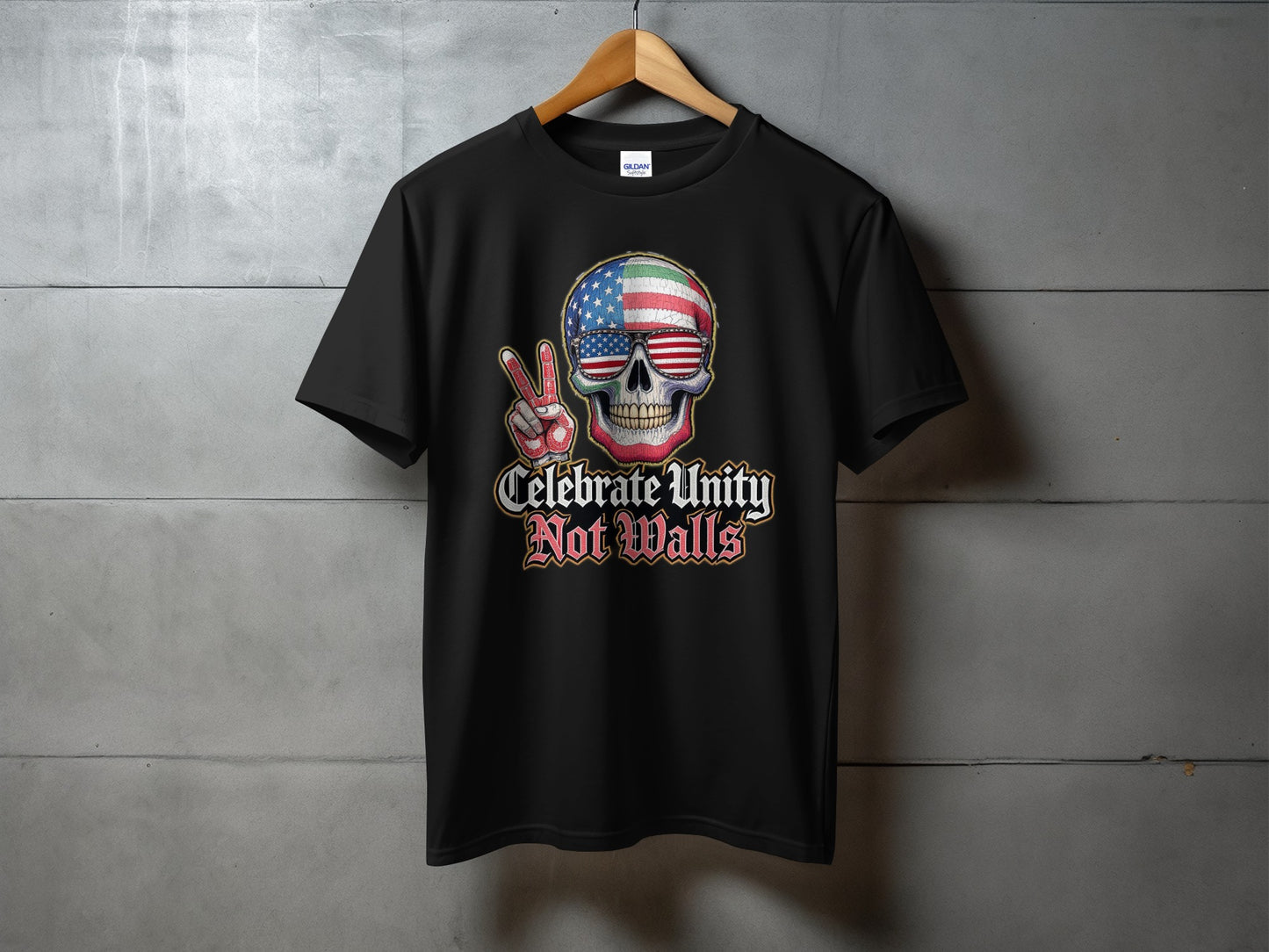 Celebrate Unity Not Walls Skull Graphic Tee product