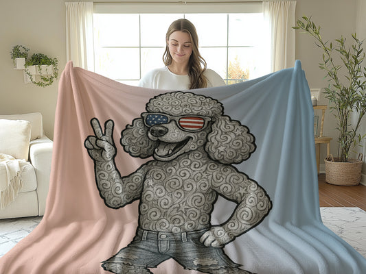 Fun Poodle Design Blanket with Cool Sunglasses product type