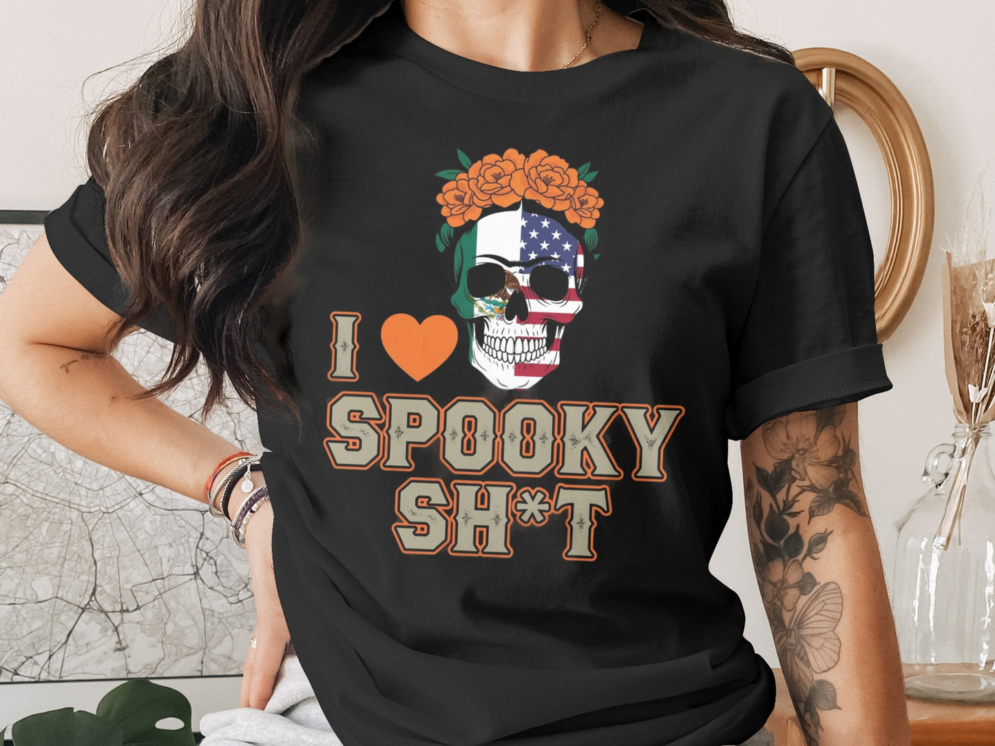 I Love Spooky Sh*t Skull Graphic Tee Halloween product type