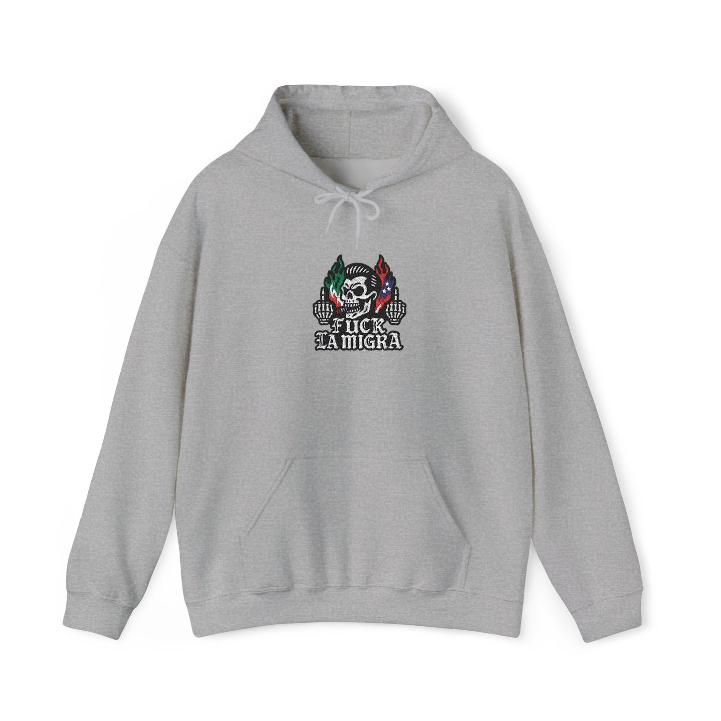 Fuck La Migra Embroidery Hoodie Anto Trump Hoodie Unisex Heavy Blend™ Hooded Sweatshirt