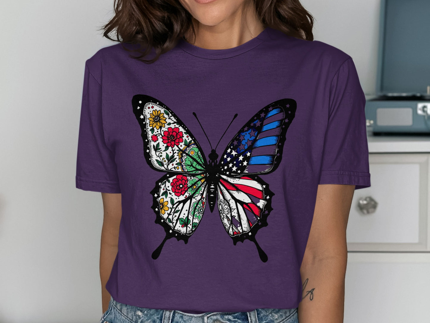 Colorful Patriotic Butterfly Graphic Tee product type