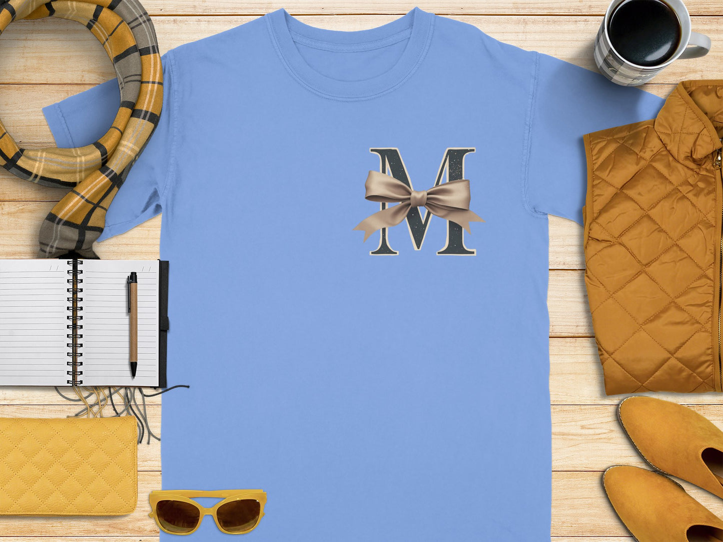 Stylish Blue Shirt with Bow Monogram M Clothing product type