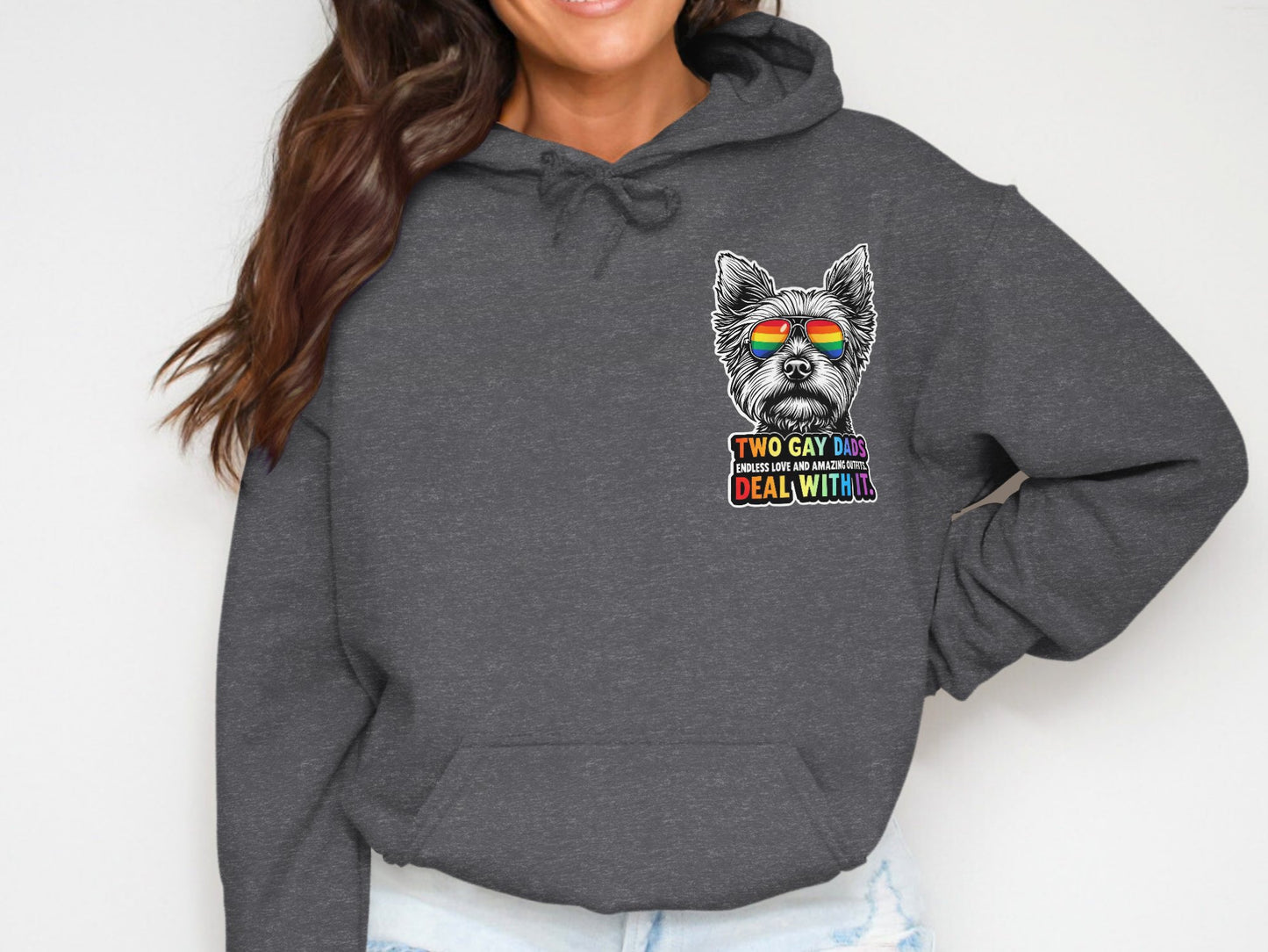 Two Gay Dads Dog Hoodie Deal With It product type