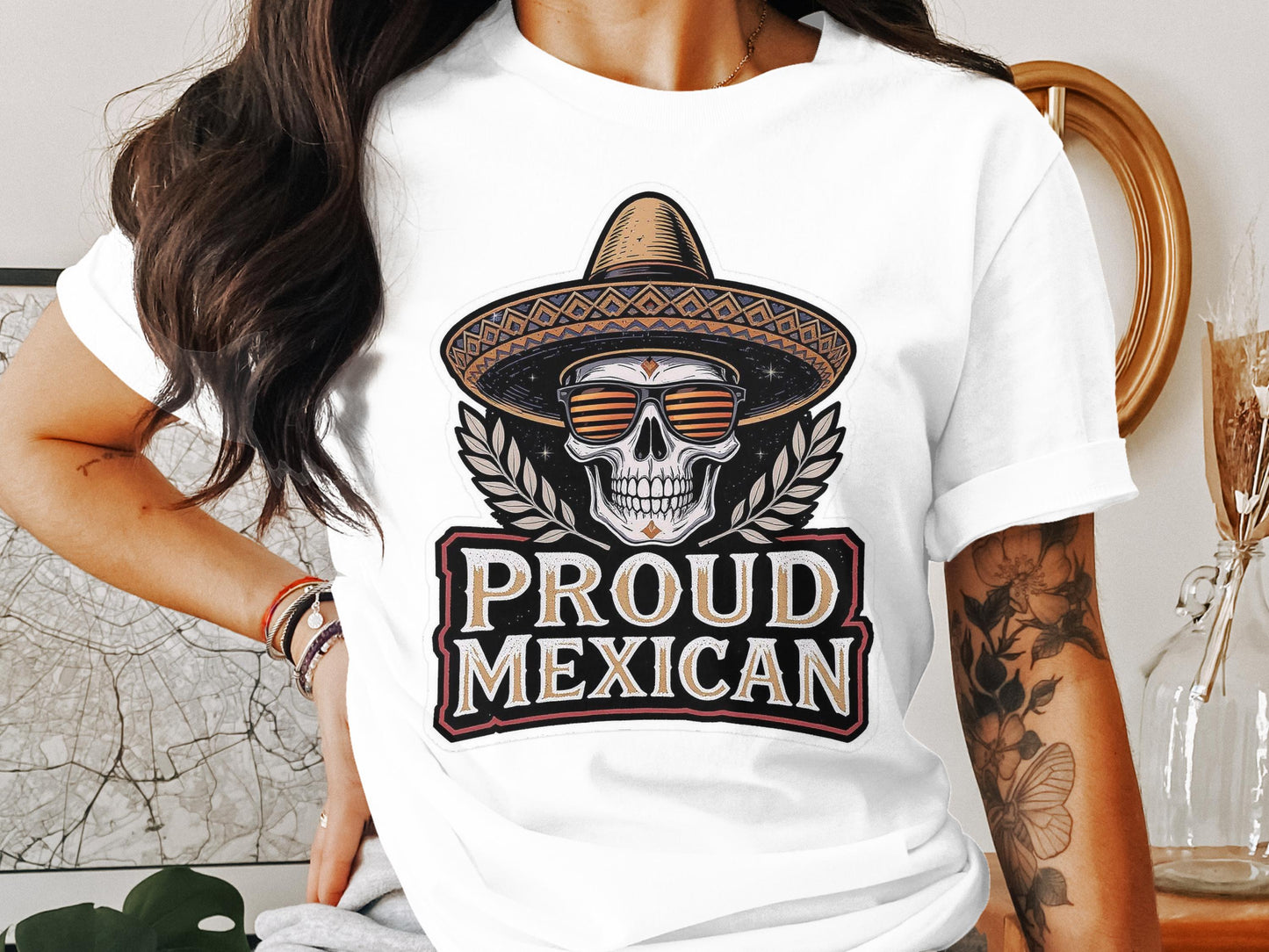 Proud Mexican Skull Sombrero Design T-shirt product