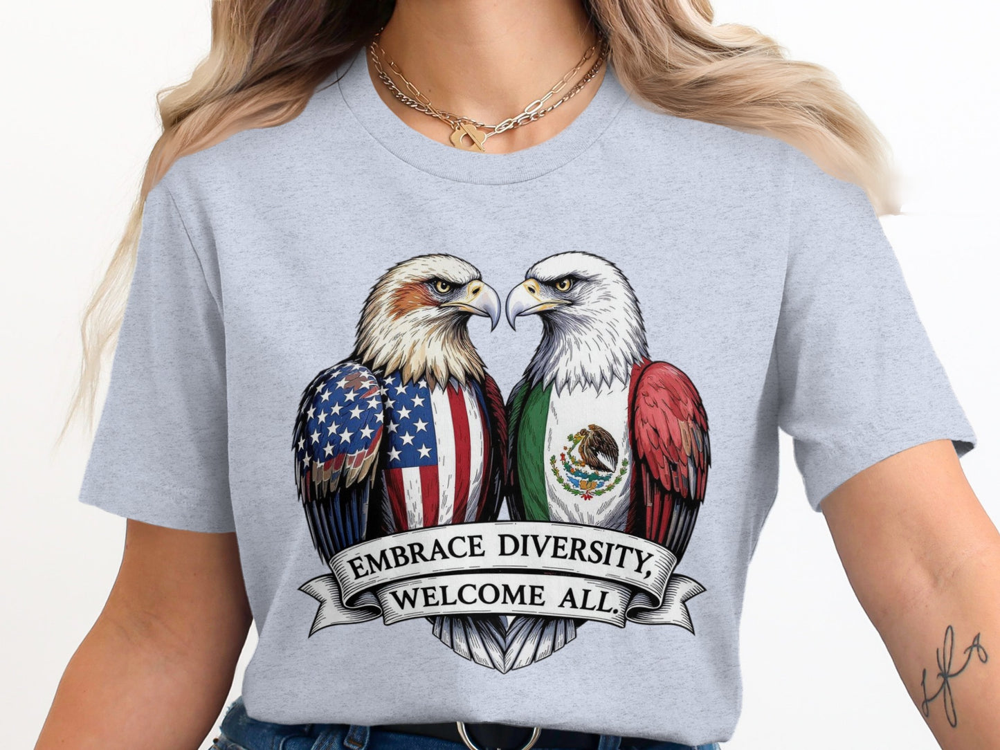 Embrace Diversity Welcome All Eagle Graphic T-Shirt