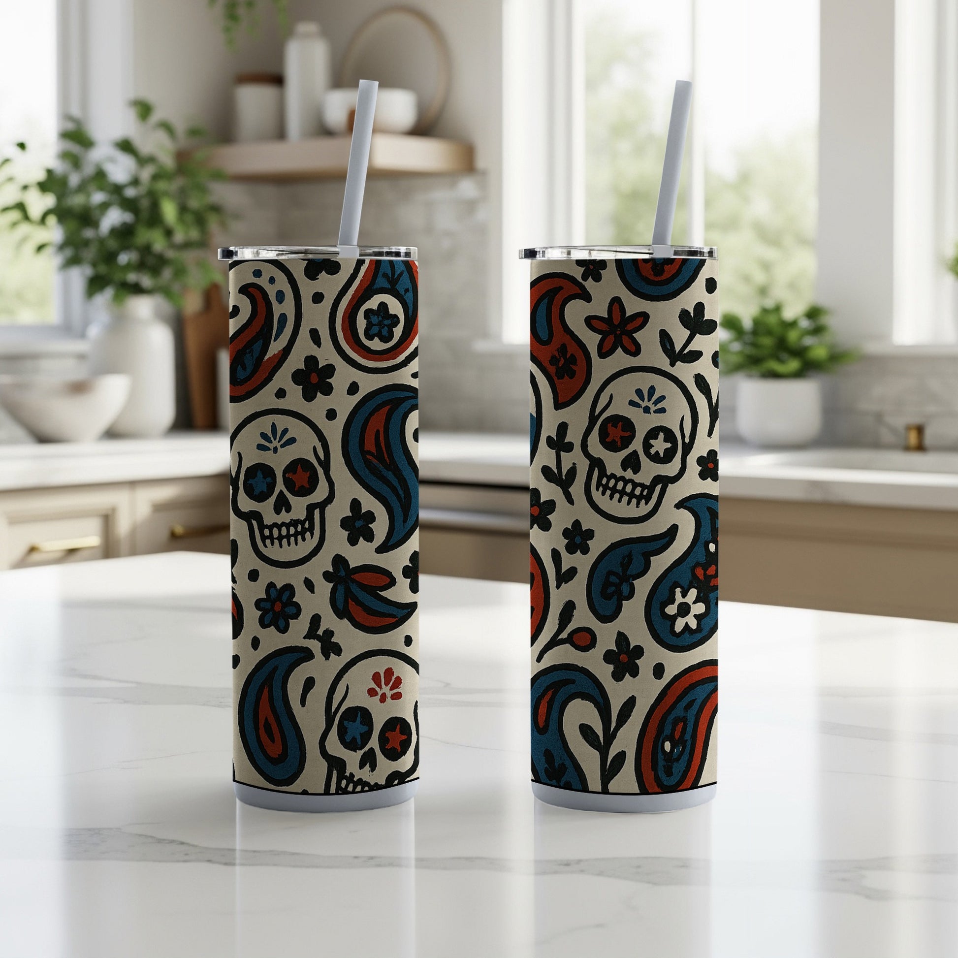 Sugar Skull Floral Pattern Tall Tumbler Beverage product