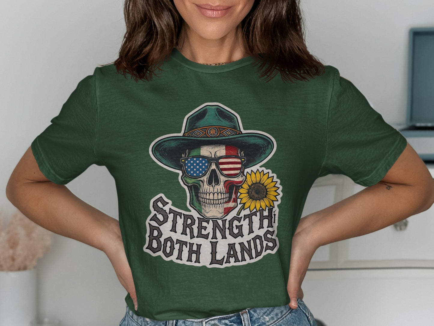 Strength Both Lands Skull with Hat Graphic Tee product