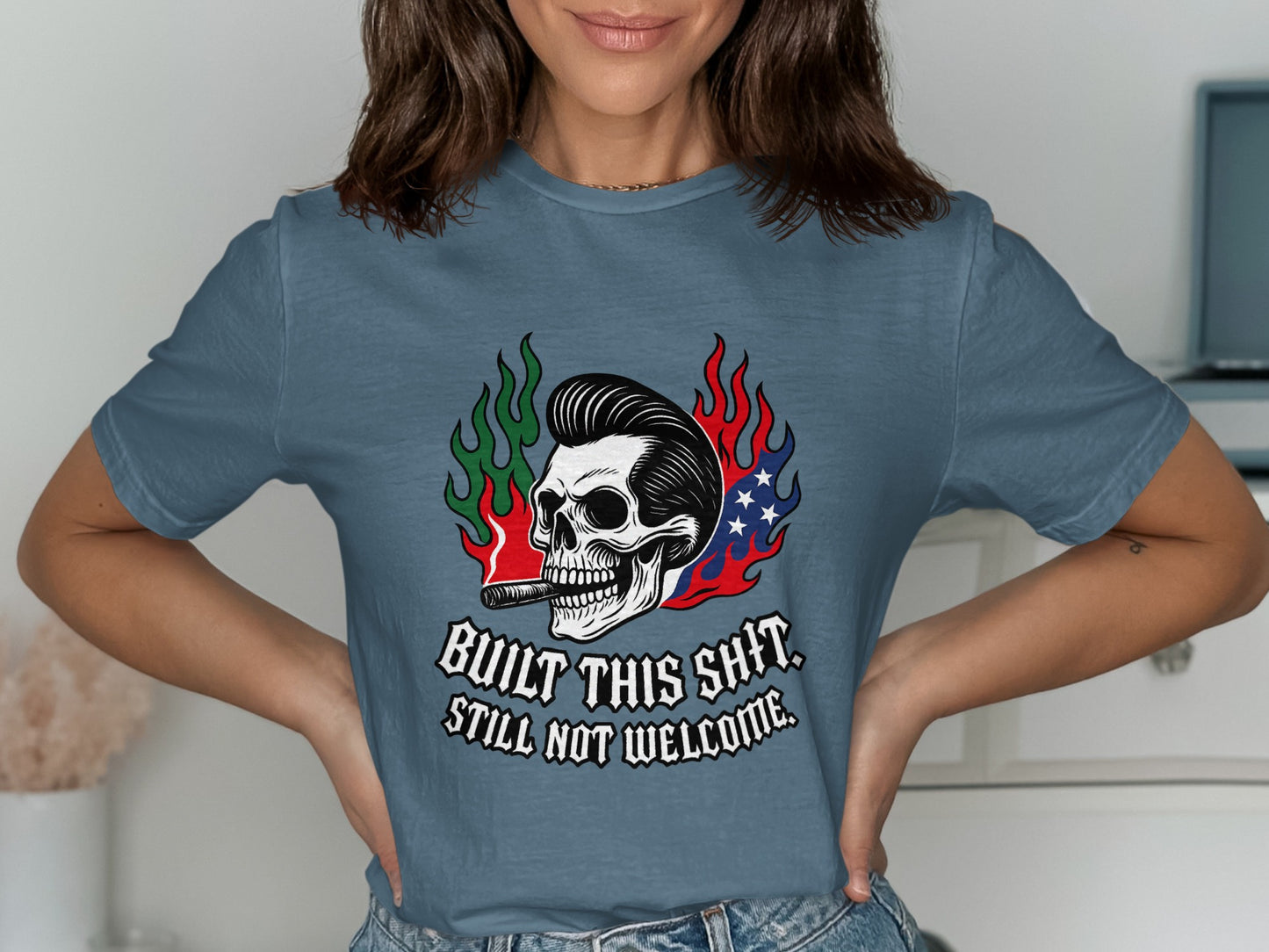 Built This Still Not Welcome Skull Print Shirt product
