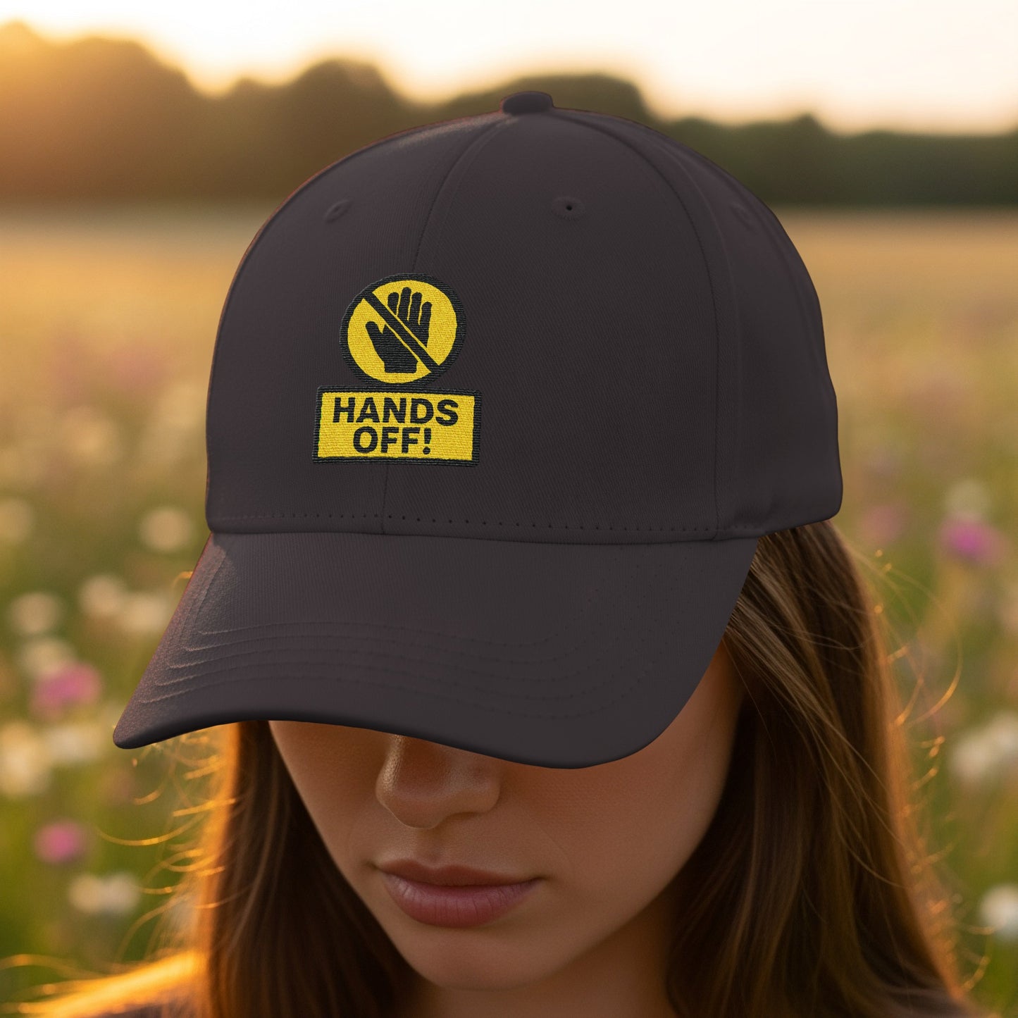 Hands Off Warning Design Black Stylish Hat product