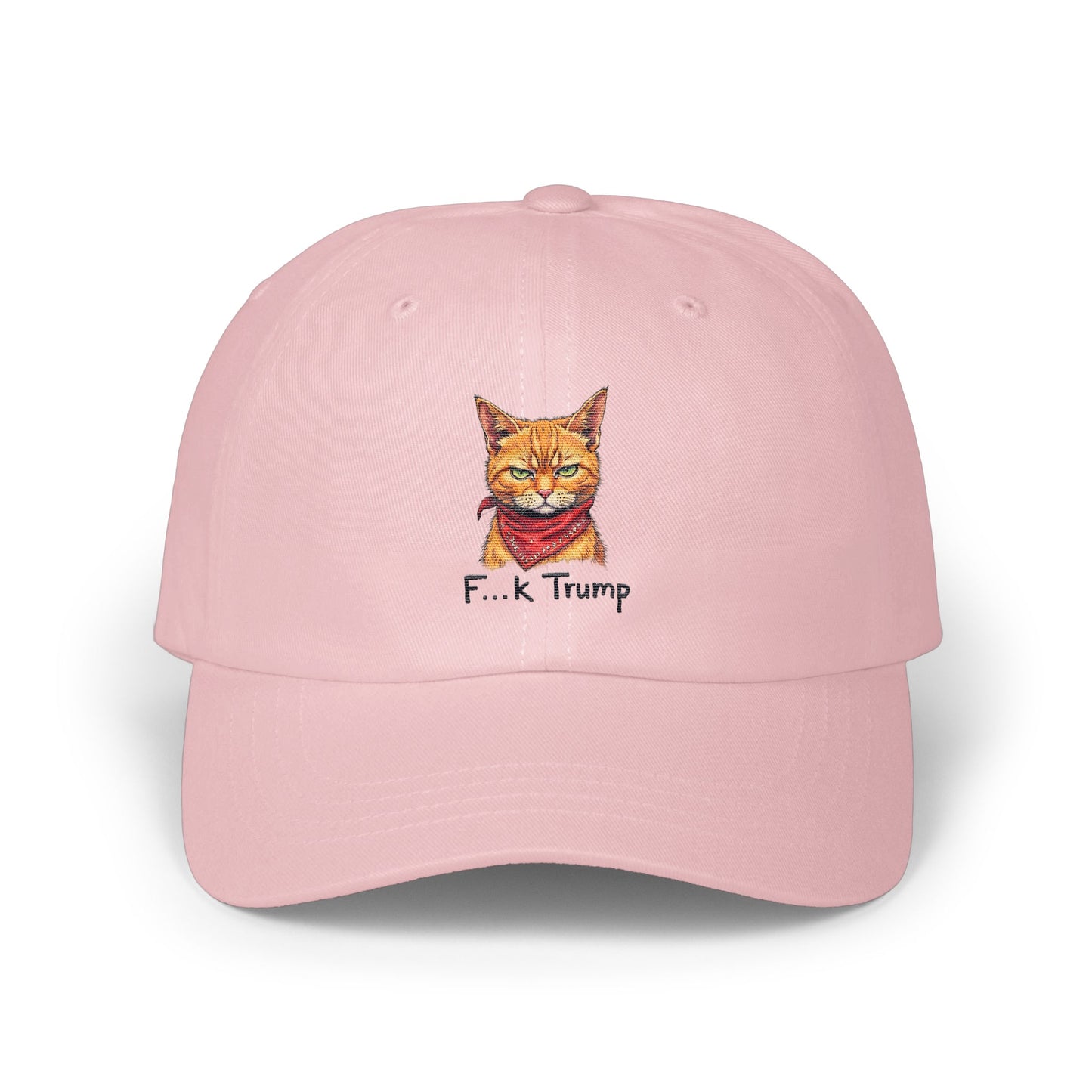 Cat with F. k Trump Text Embroidered Hat product type