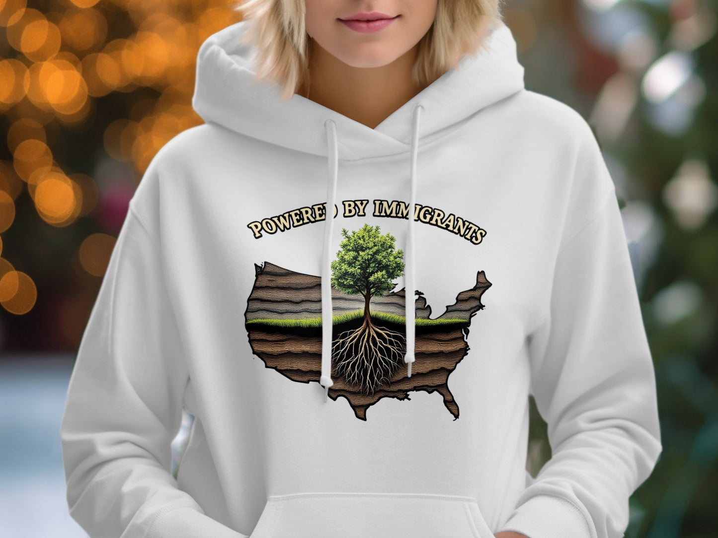 Powered by Immigrants Map Graphic Hoodie product type