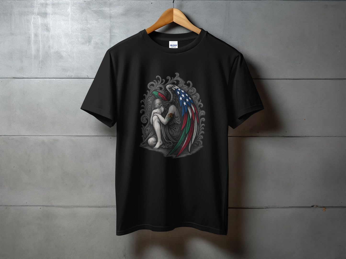 Artistic Eagle and Angel Design on T-shirt product type