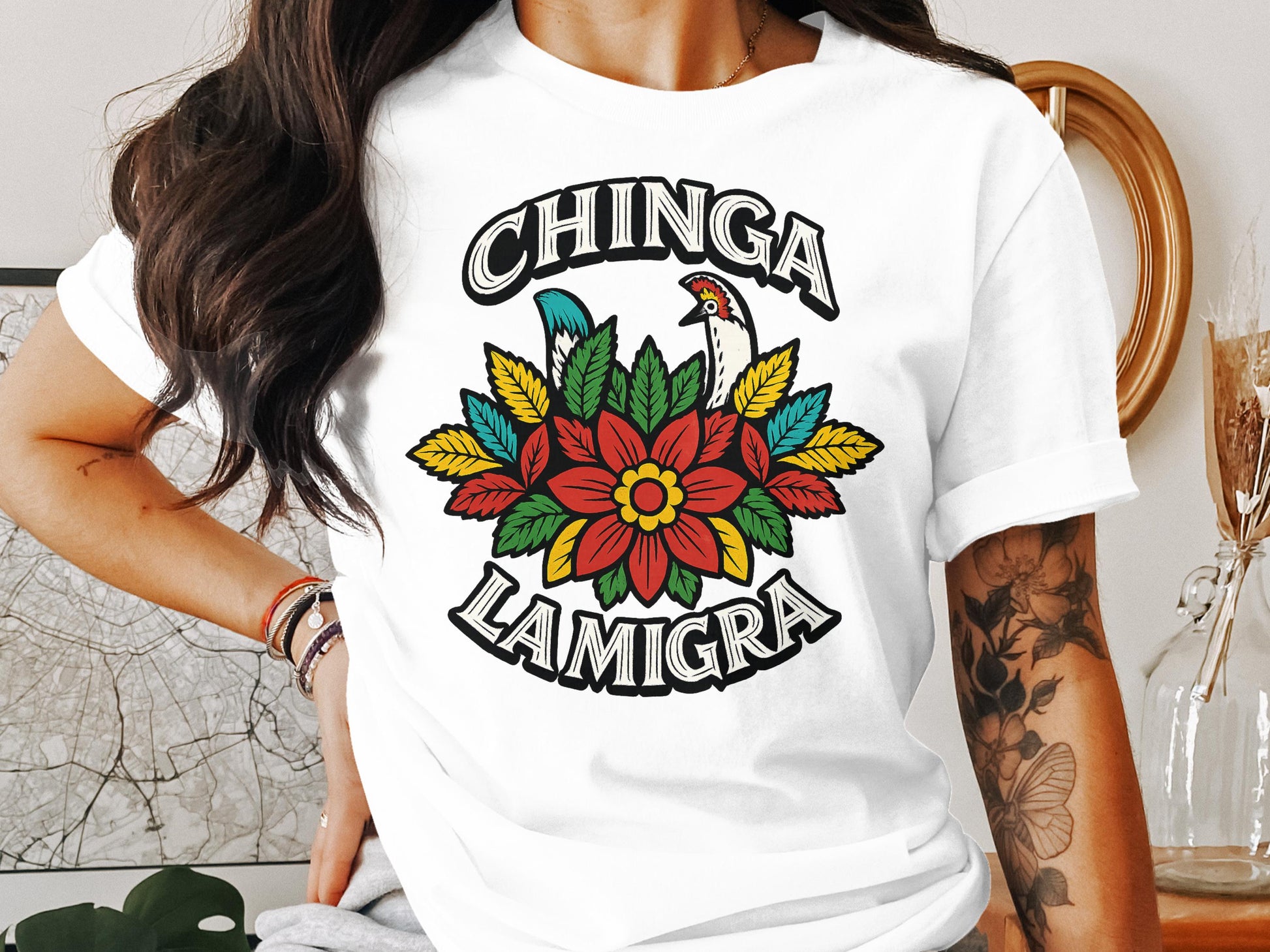 Chinga Lamigra Graphic White Casual Shirt product type