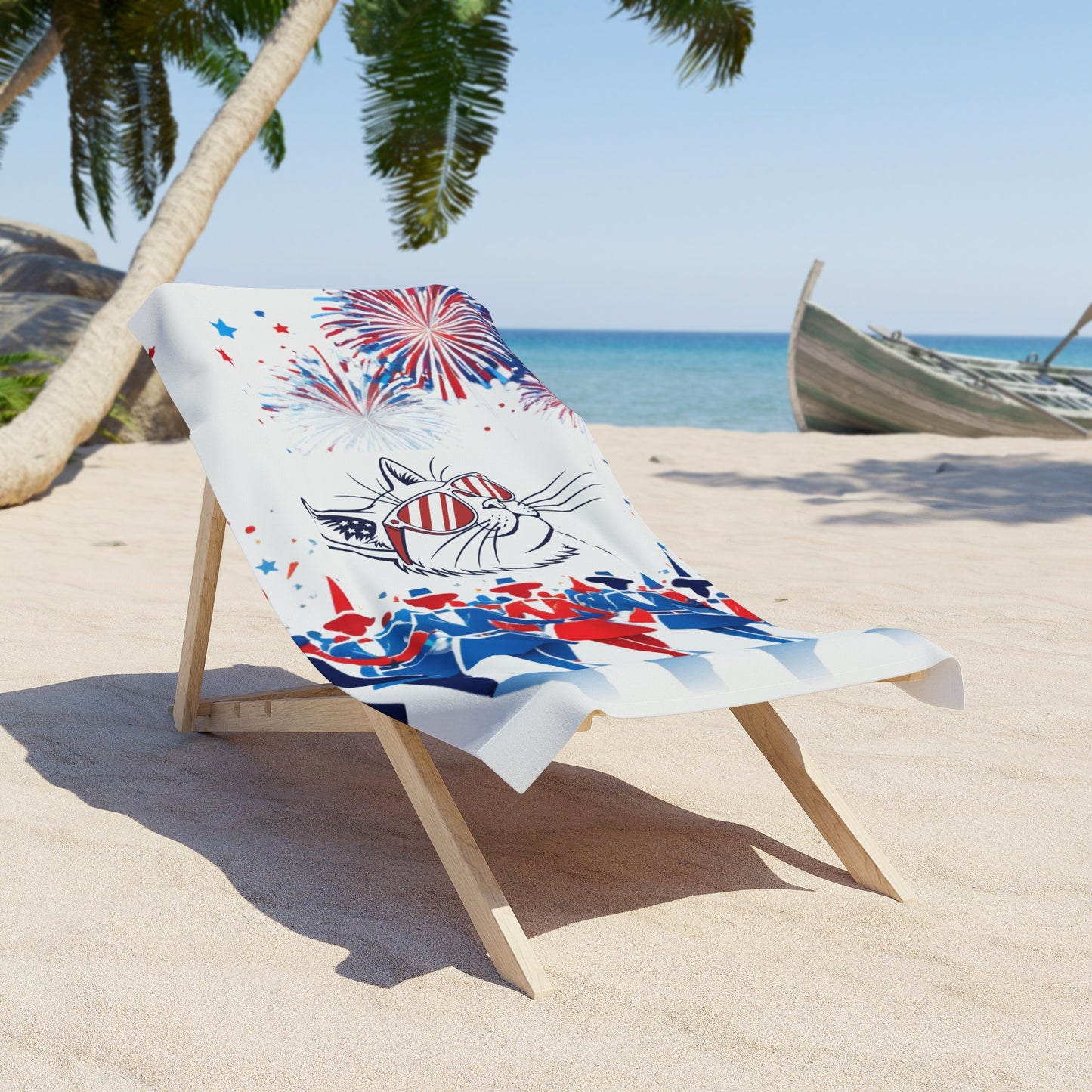 4th july towel Patriotic Cat Beach Towel, Fun Independence Day Towel, Summer Pool Accessory, Gift for Cat Lovers, Outdoor Beach Gear