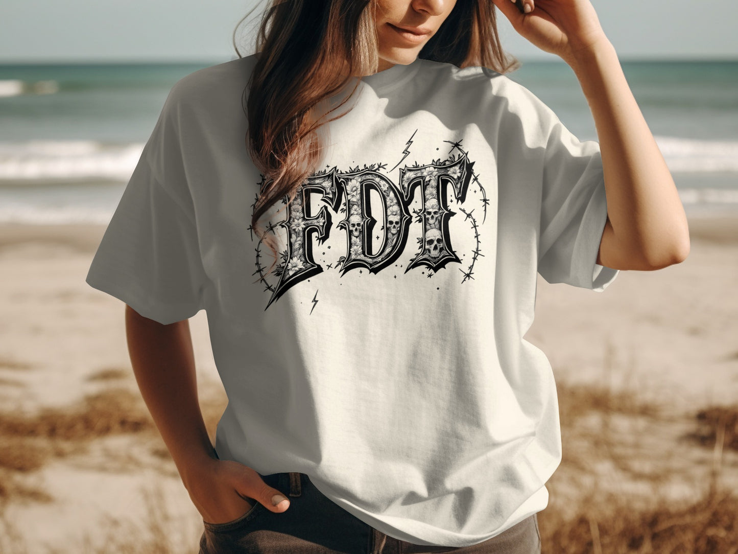 FDT Creative Printed Graphic White Tee Shirt product