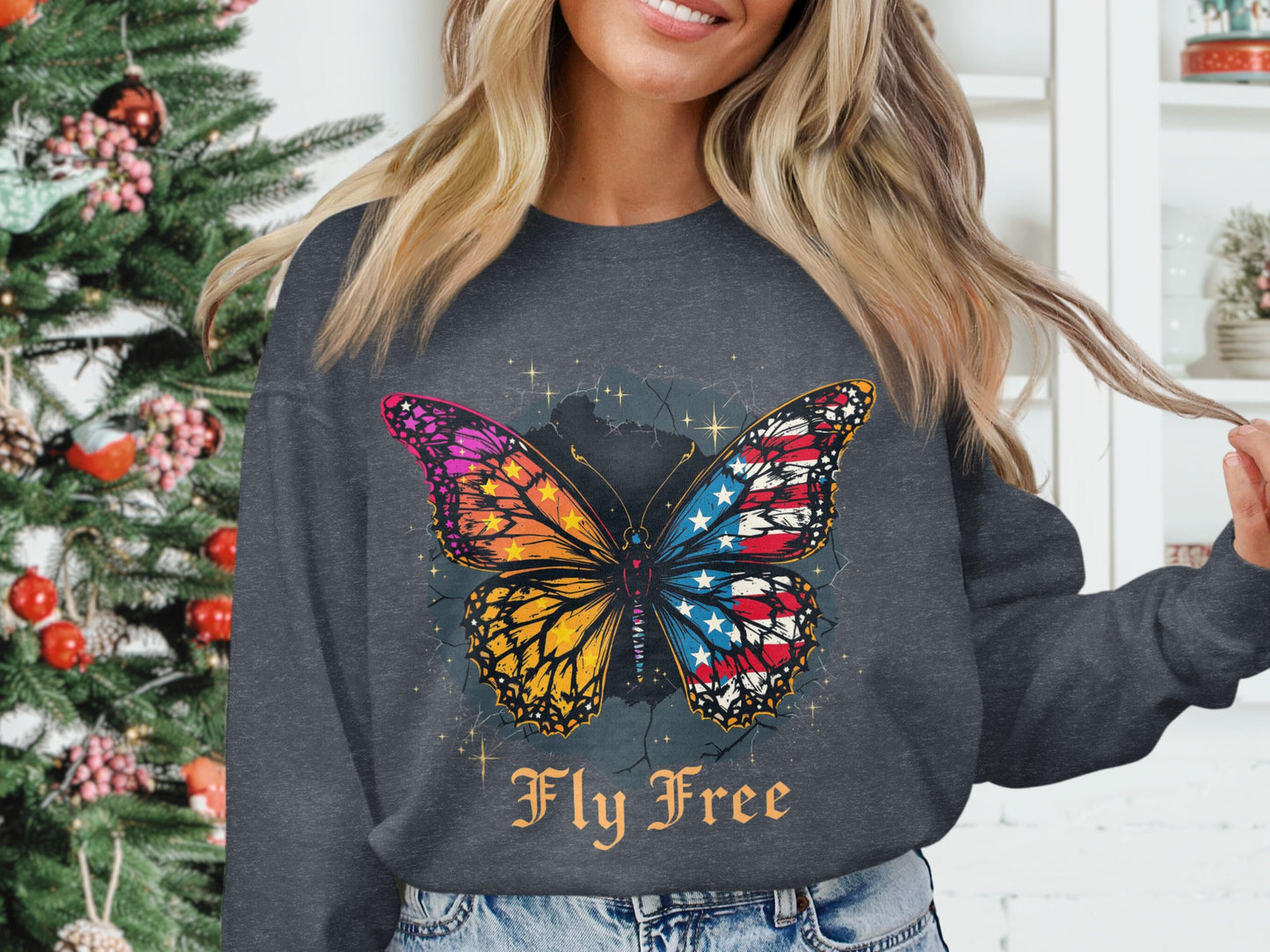 Fly Free Butterfly Print Sweatshirt product type