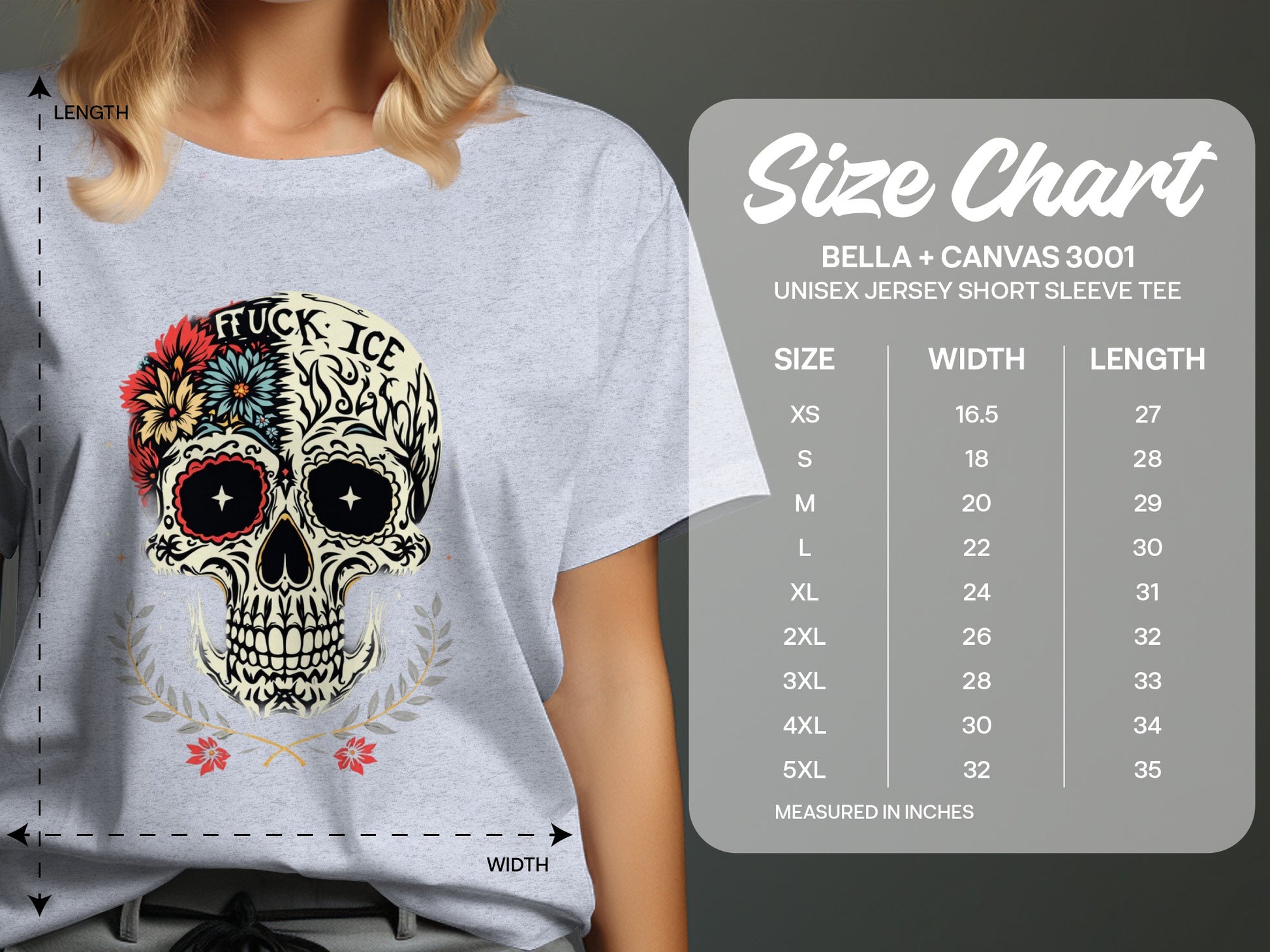 Floral Skull Design Bella Canvas 3001 Unisex Jersey product