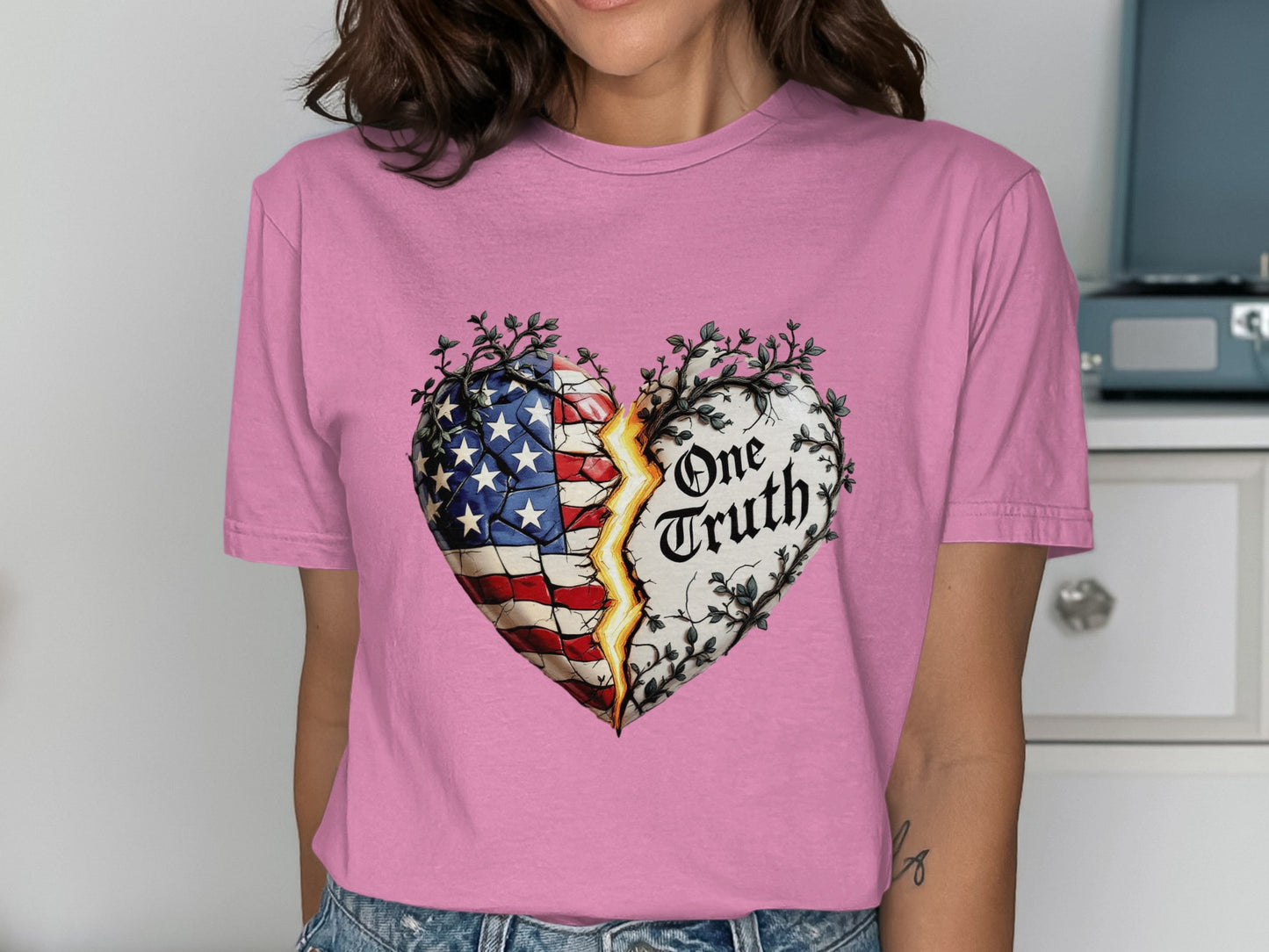 One Truth Heart and Flag Graphic T-Shirt product type