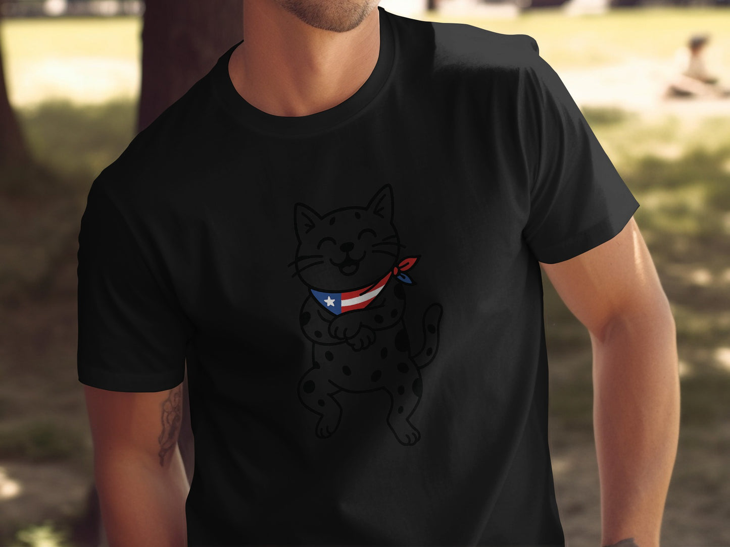 Patriotic Cat Graphic Tee for Casual Outfits product type
