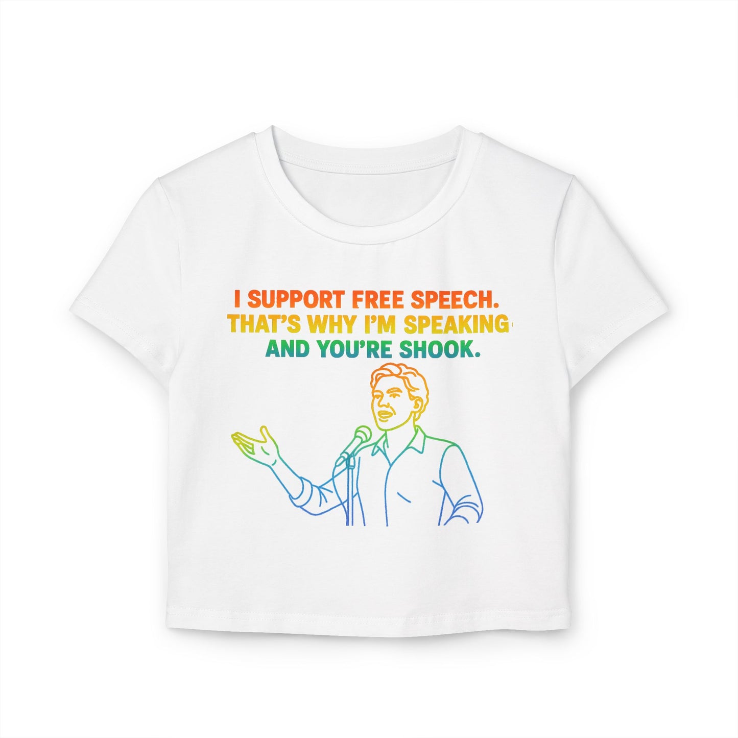Pride Crop Top Women's Baby Tee - I Support Free Speech Graphic Top
