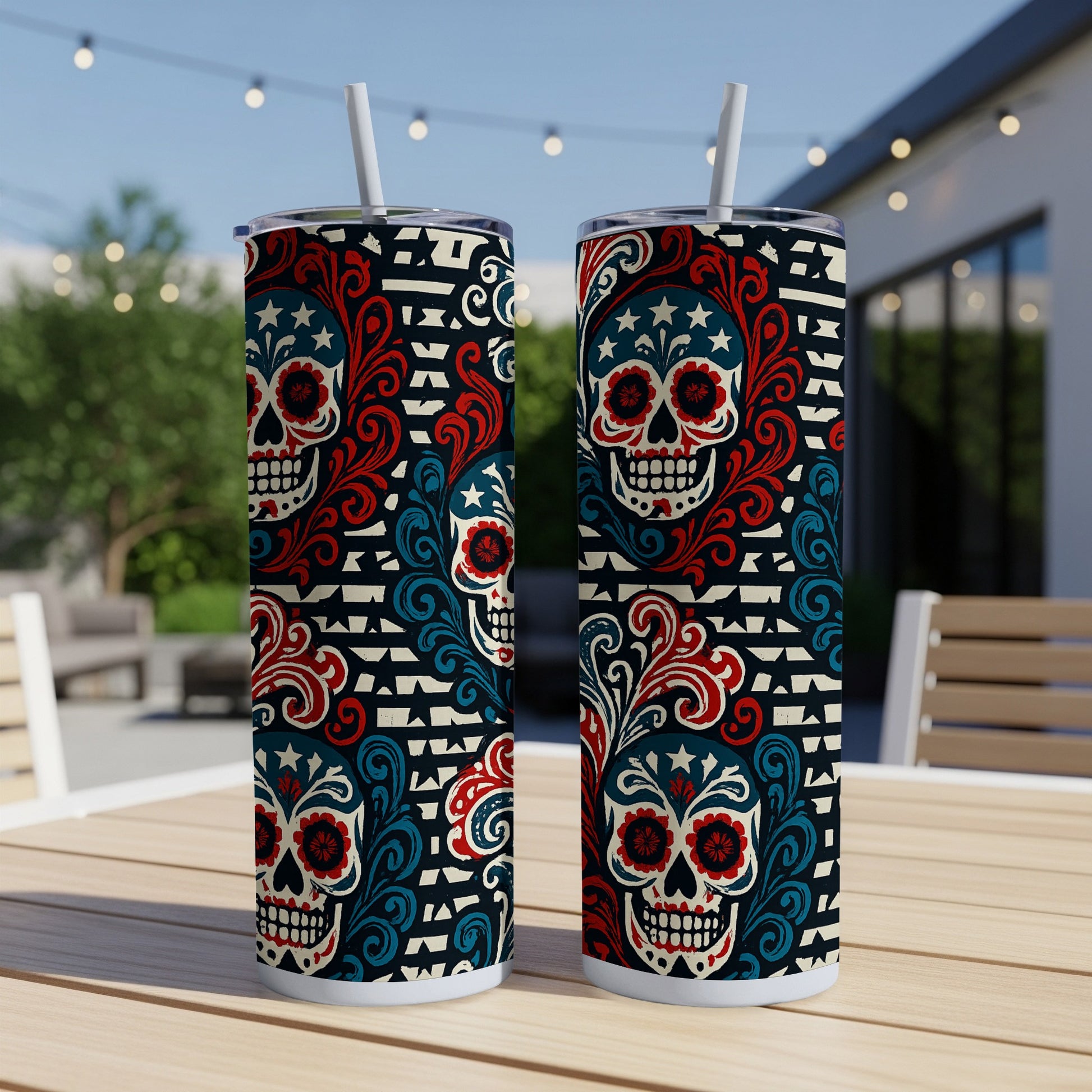 Colorful Sugar Skull and Floral Design Tumbler product