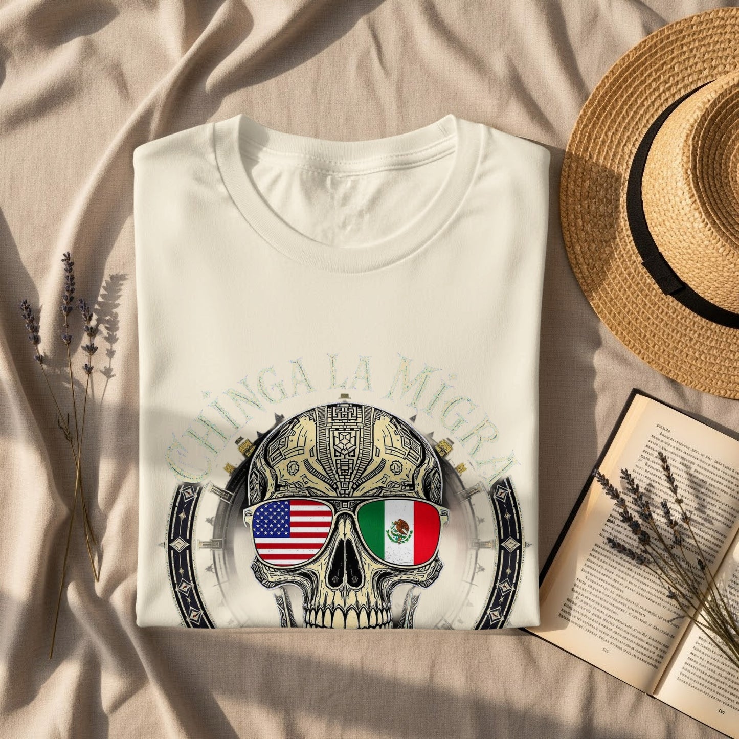 Chinga La Migra Skull Sunglasses Graphic T-Shirt Product