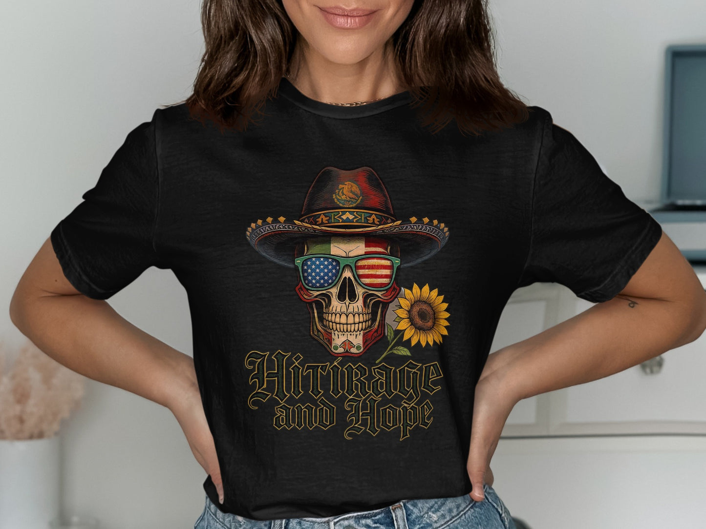 Vintage Skull with American Flag Graphic Tee product