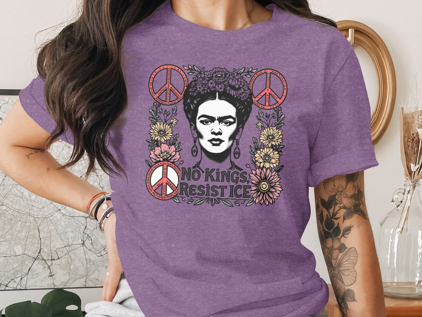 No Kings Resist Ice Peace Signs Graphic T-shirt product